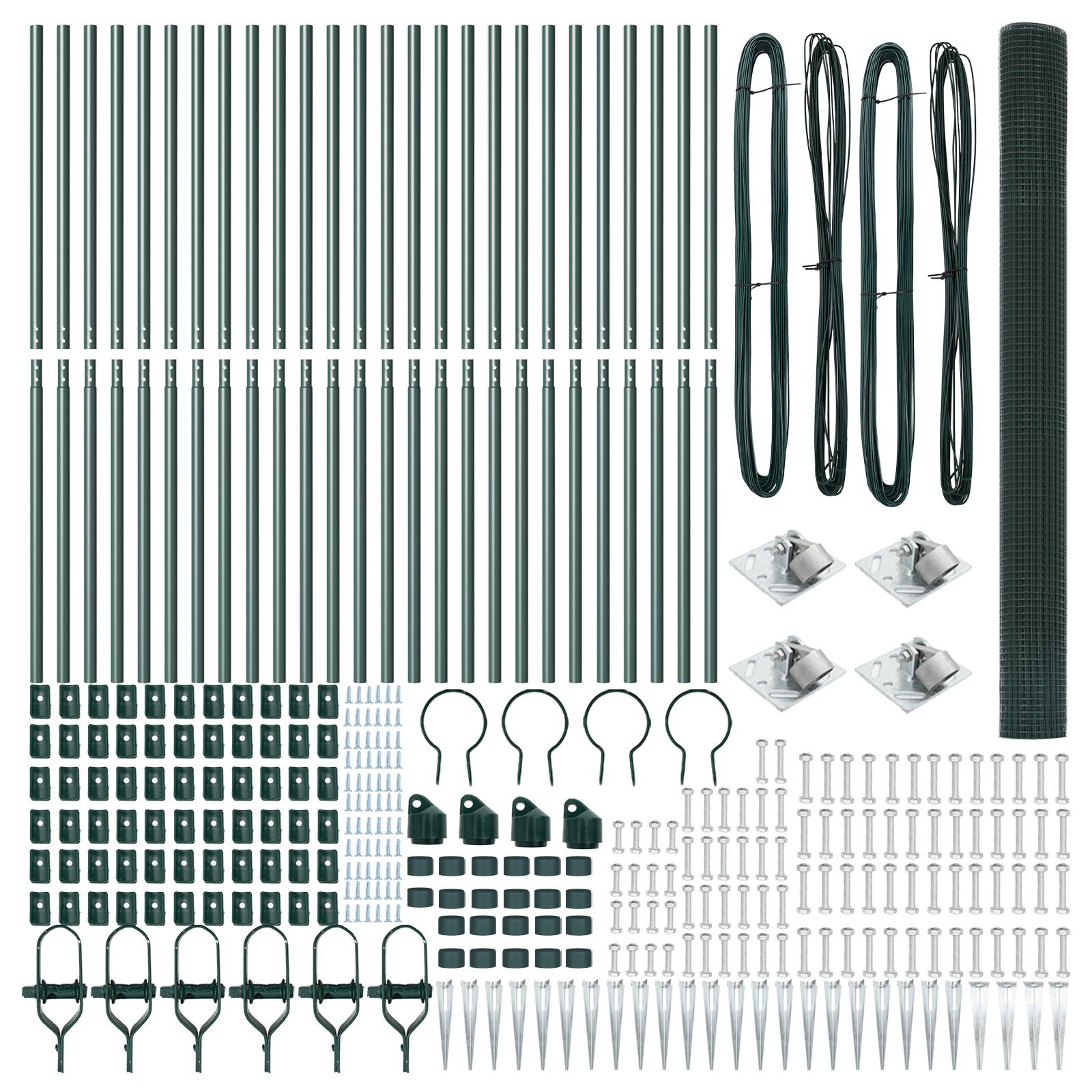 vidaXL Schweißdrahtzaun mit 13 Spike-Pfosten Grün 1.5x50 m Stahl