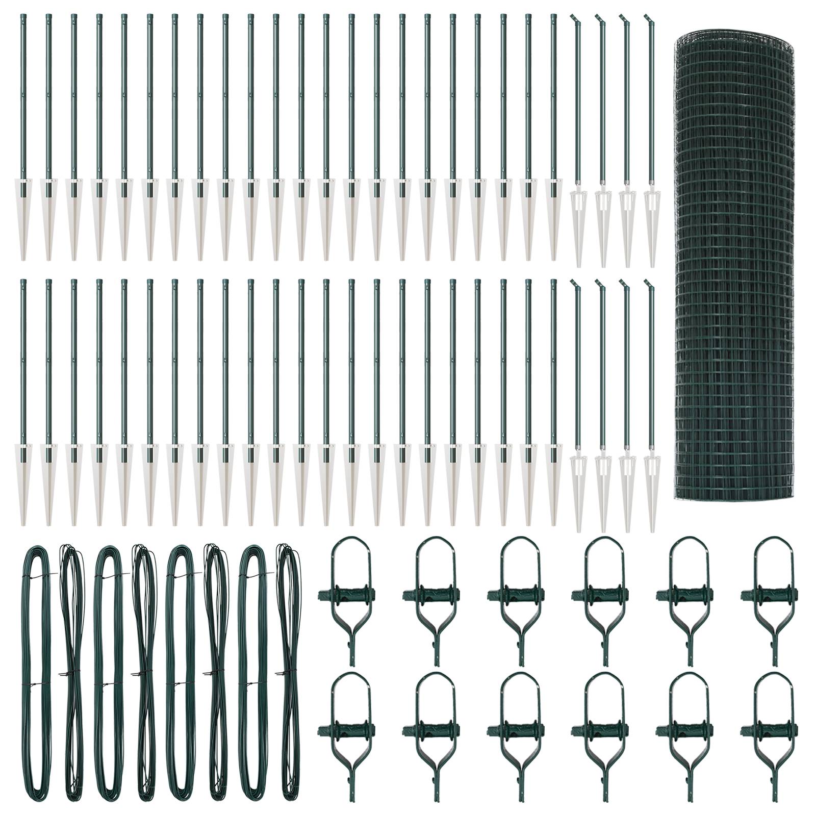 vidaXL Geschweißter Drahtzaun mit 13 Spike-Posten Grün 0.8x100 m Stahl