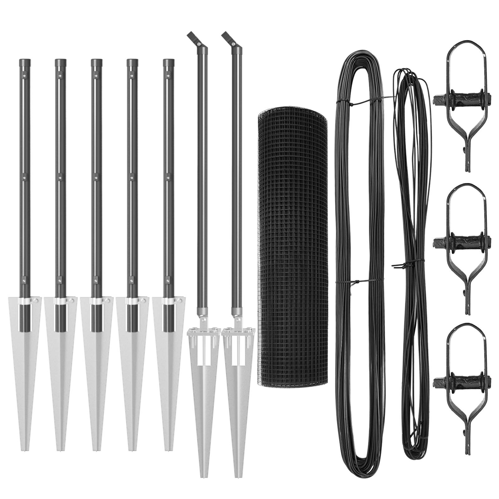 vidaXL Stahlzaunpfosten-Set Set von 2 Grau Metall, Netz 10 x 0,5 m