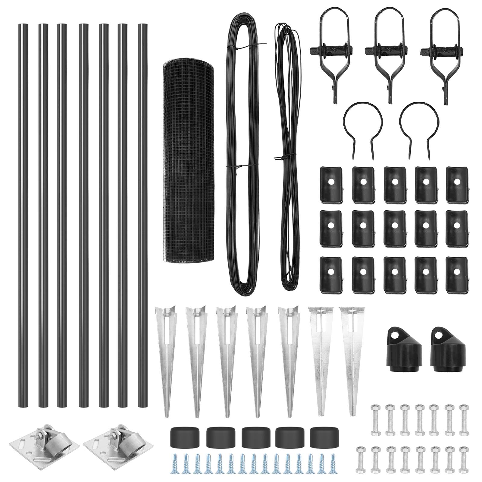 vidaXL Stahlzaunpfosten-Set Set von 2 Grau Metall, Netz 10 x 0,5 m