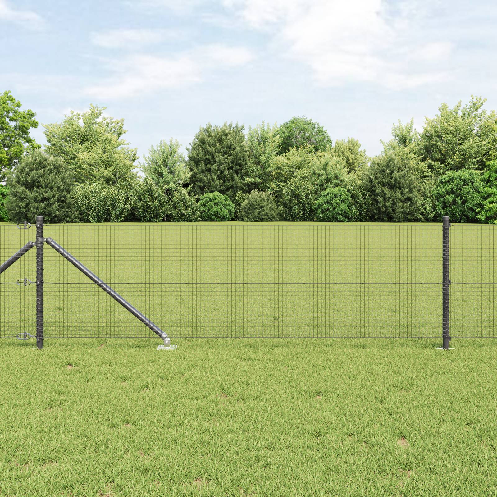 vidaXL Schweißdrahtzaun mit 13 Spike-Posten Grau 0.6x50 m Stahl