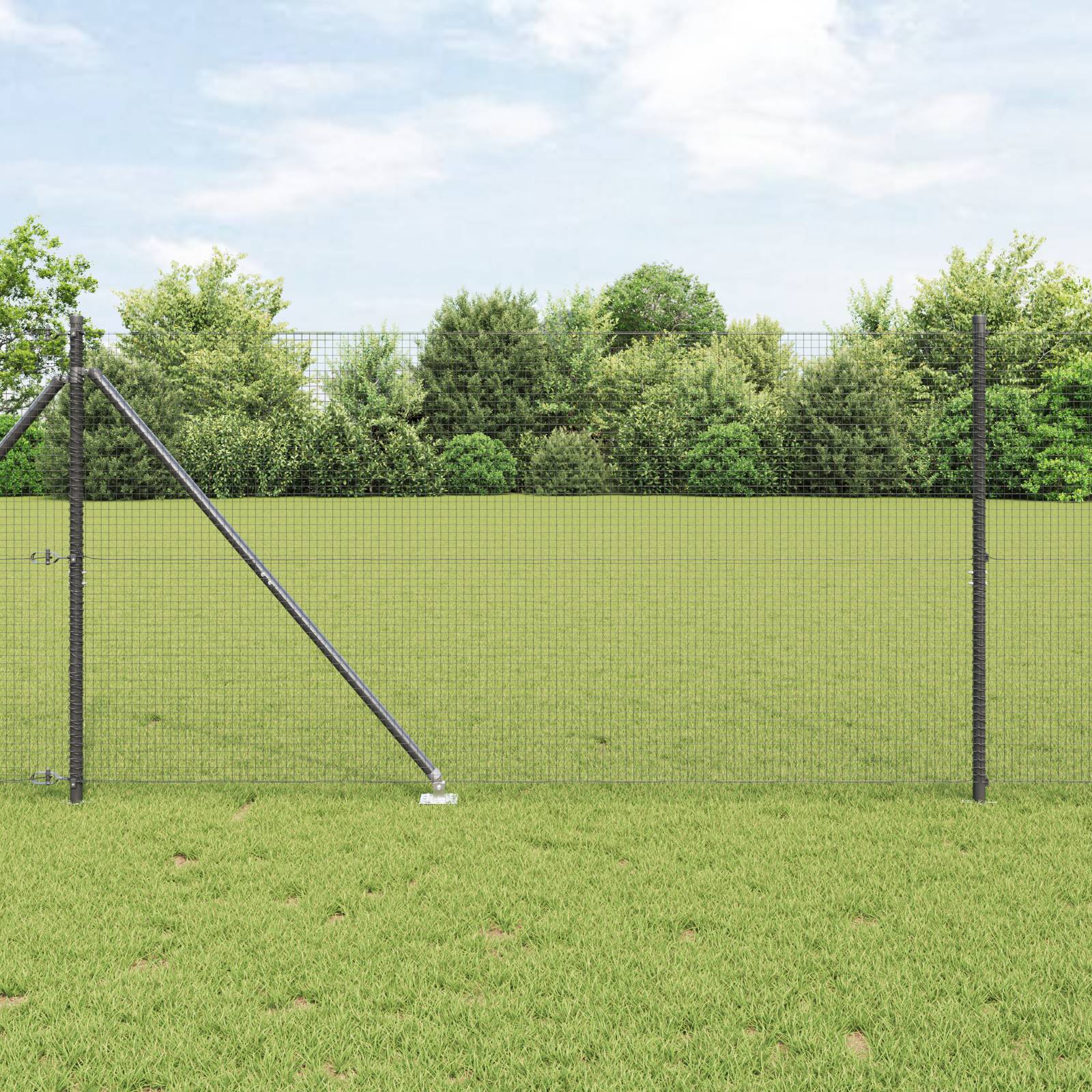 vidaXL Schweißdrahtzaun mit 13 Stachelpfosten Grau 1,2x50 m Stahl