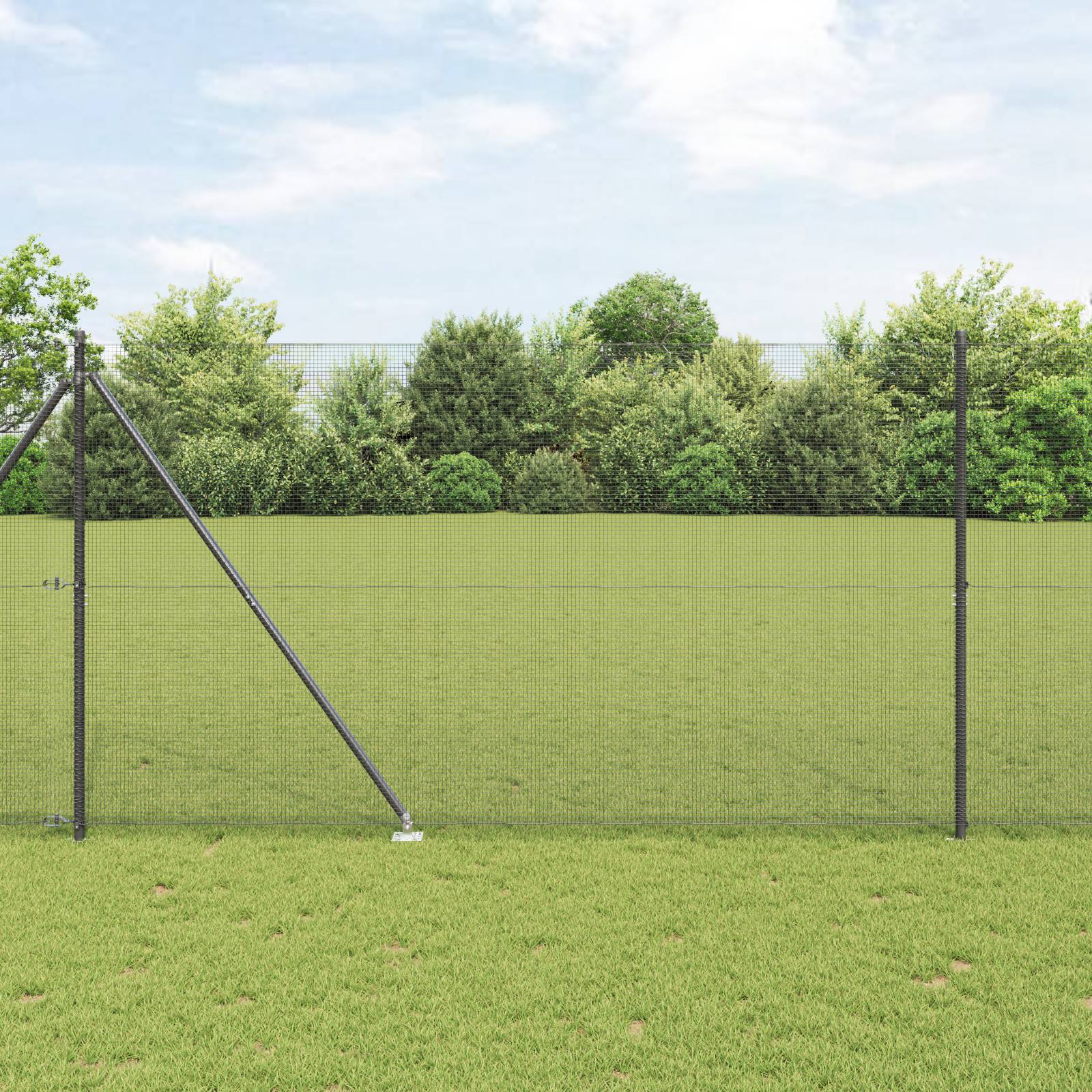 vidaXL Geschweißter Drahtzaun mit 13 Spike-Posts Grau 1,6x25 m Stahl