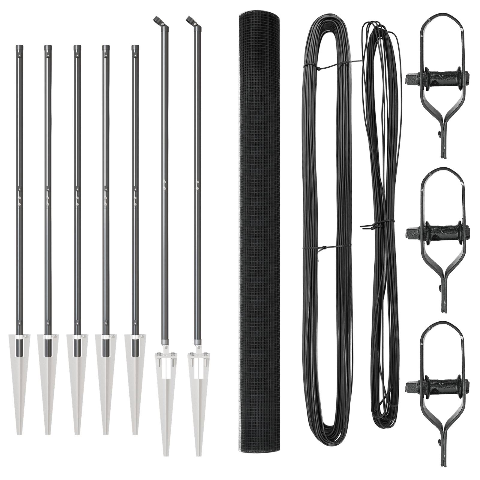 vidaXL Schweißdrahtzaun mit 7 Spikepfosten Grau 1,6x10 m Stahl