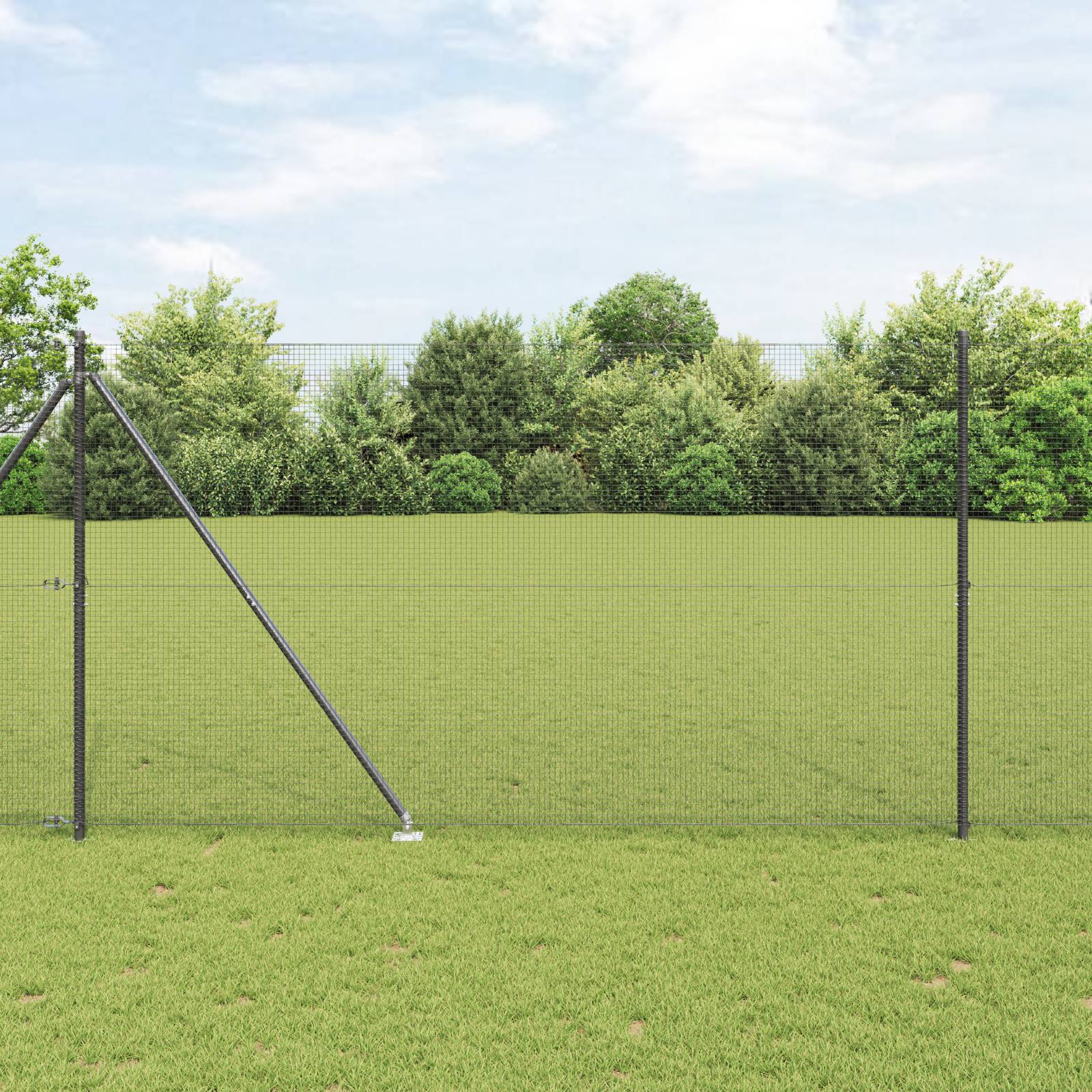 vidaXL Geschweißter Drahtzaun mit 7 Spikepfosten Grau 1.6 x 10 m Stahl