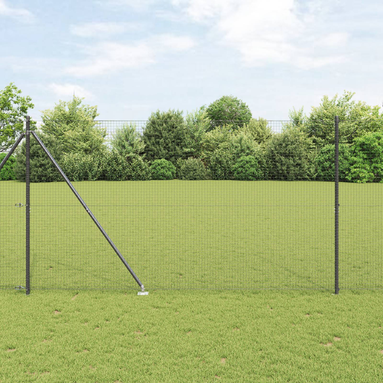 vidaXL Schweißdrahtzaun mit 7 Spikepfosten Grau 1,6x10 m Stahl