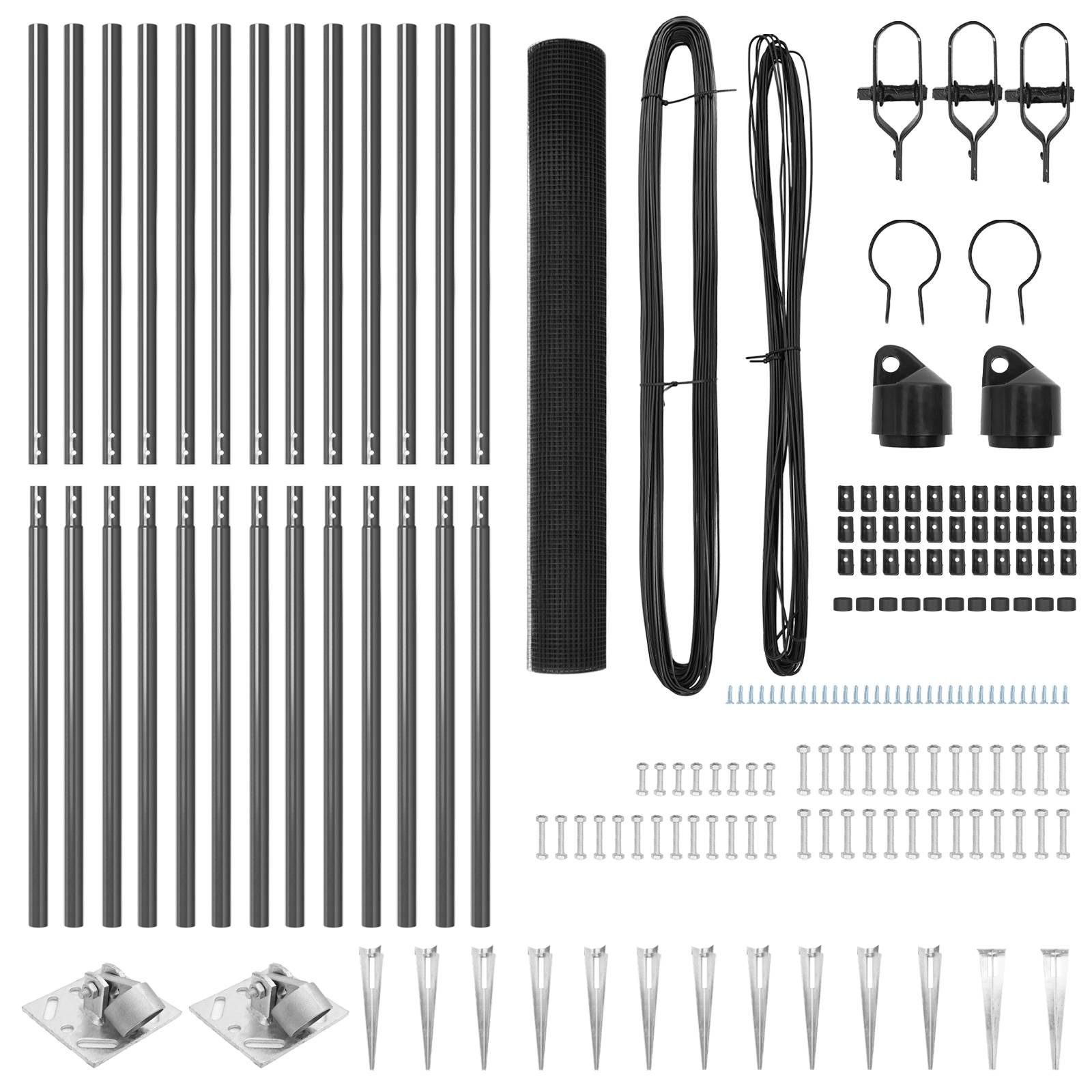 vidaXL Geschweißter Maschendrahtzaun mit 13 Spike-Posts Grau 1,4x25 m Stahl