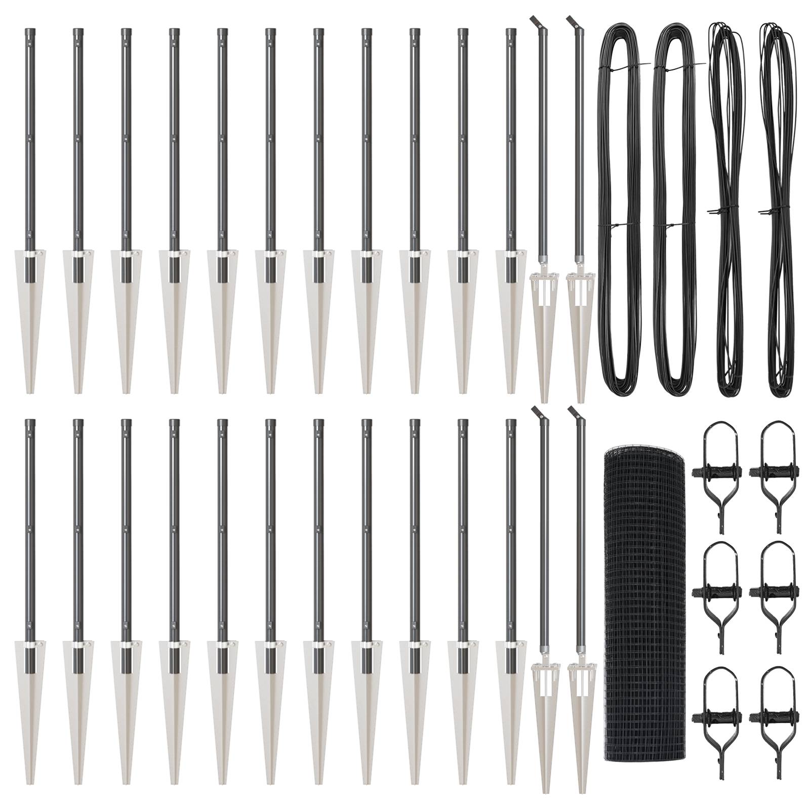vidaXL Schweißdrahtzaun mit 13 Spike-Posten Grau 0,4x50 m Stahl
