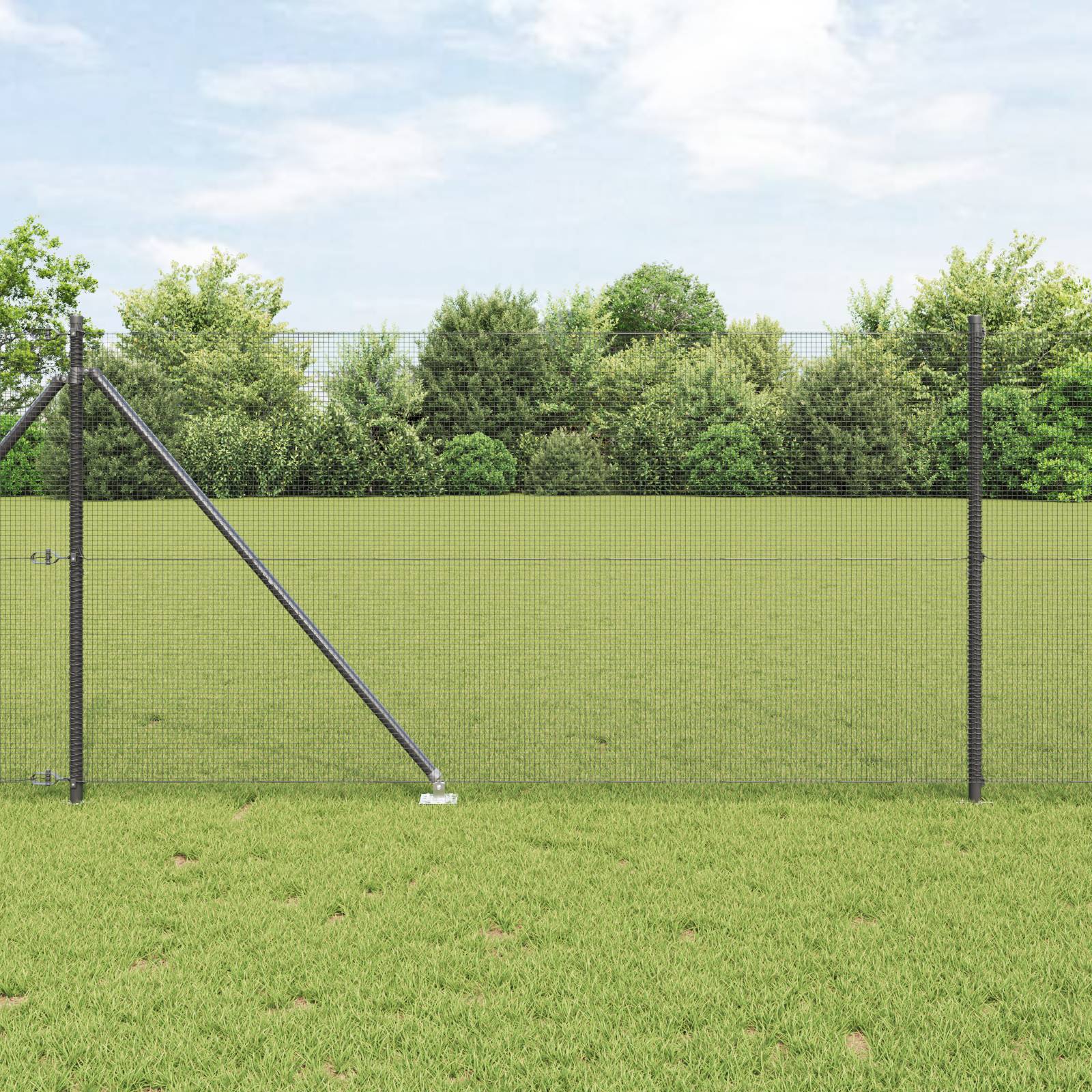 vidaXL Schweißdrahtzaun mit 13 Spike-Posts Grau 1x100 m Stahl
