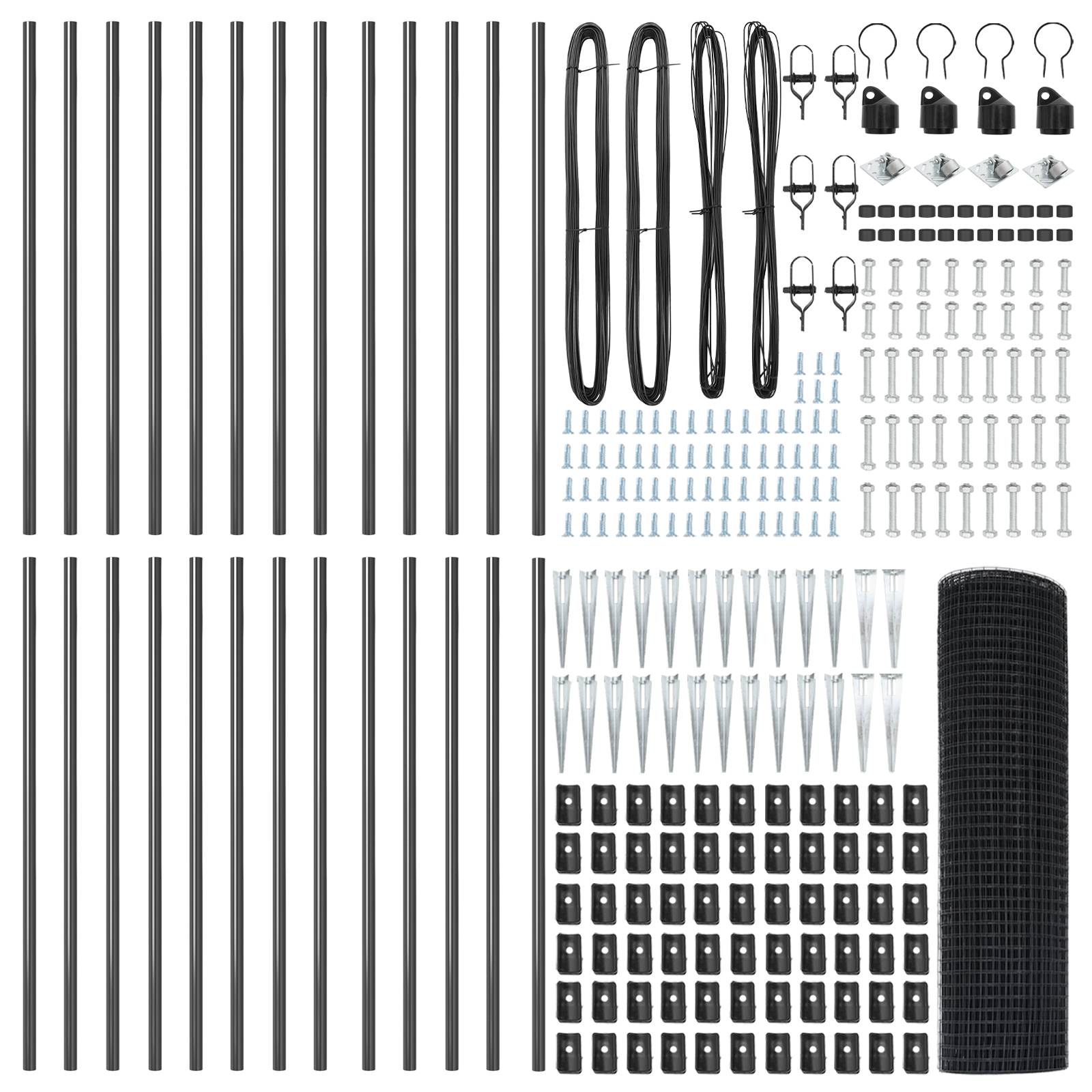 vidaXL Geschweißter Drahtzaun mit 13 Spike-Posts Grau 1x50 m Stahl