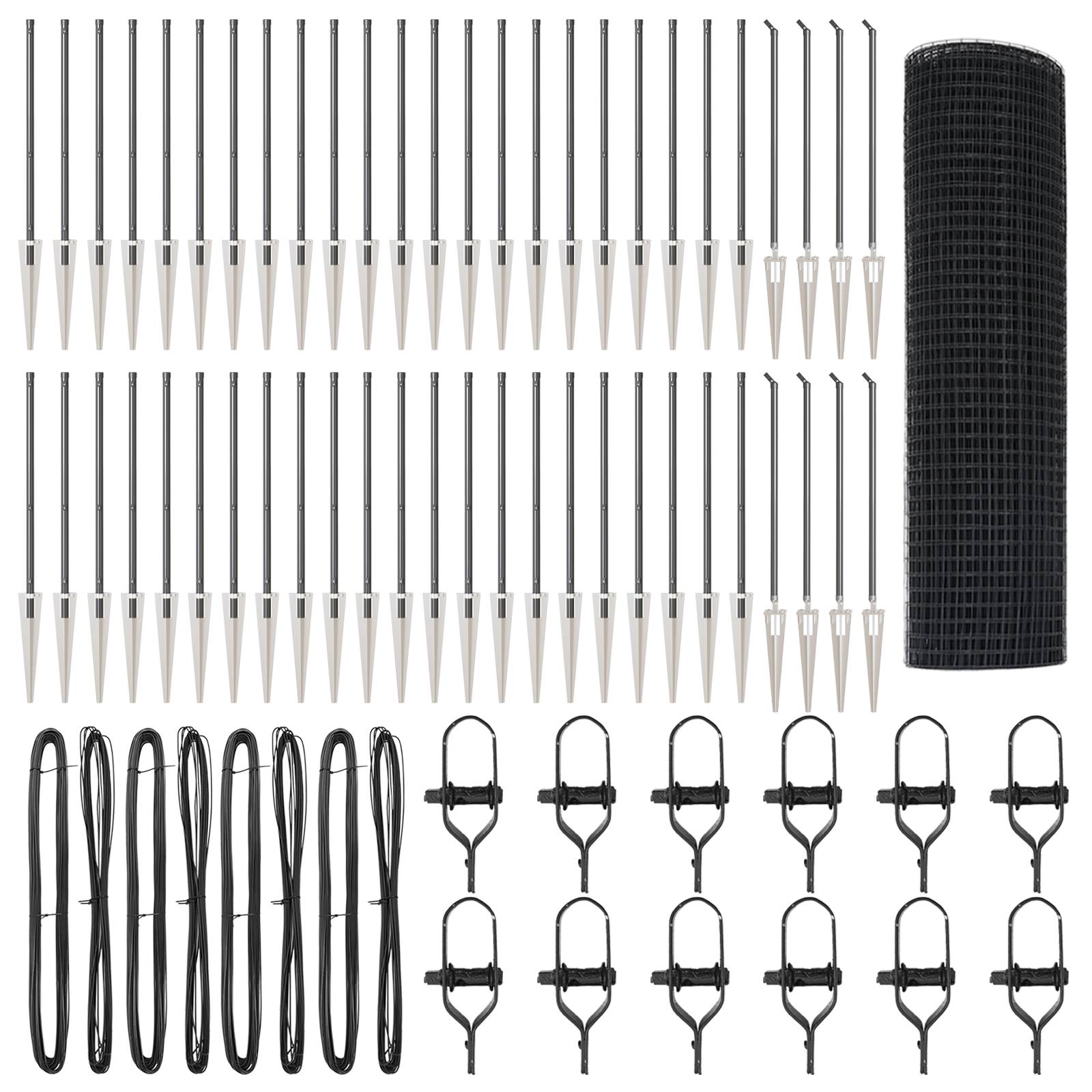 vidaXL geschweißter Drahtzaun mit 13 Spitzenpfosten Grau 0,5x100 m Stahl