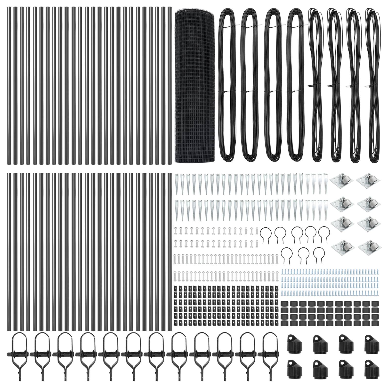 vidaXL geschweißter Drahtzaun mit 13 Spike-Pfosten Grau 1x100 m Stahl