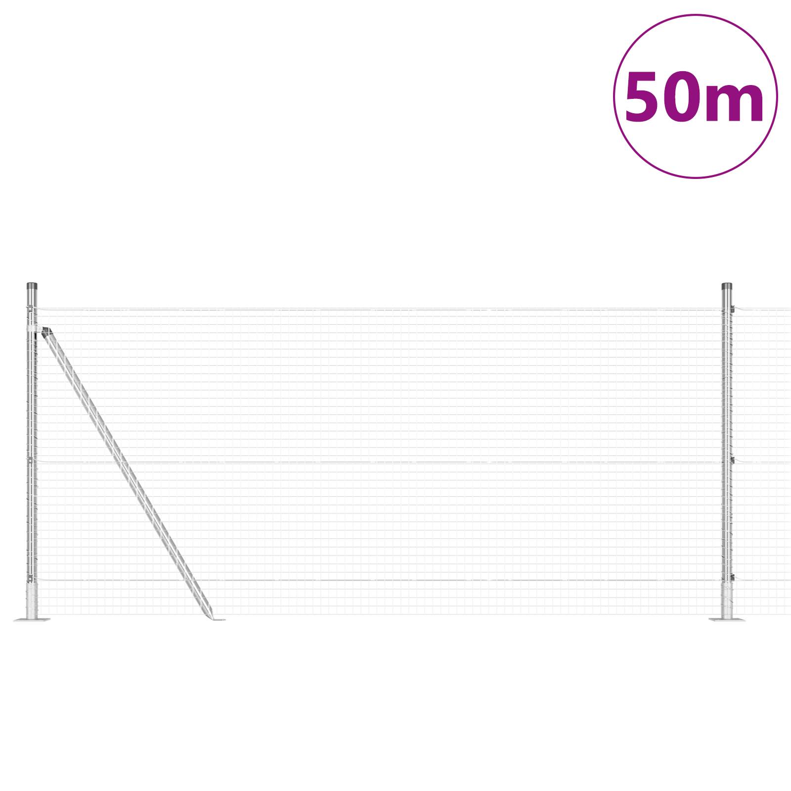 vidaXL Geschweißter Drahtzaun mit 13 Flanschen 1x50 m Galvanisierter Stahl
