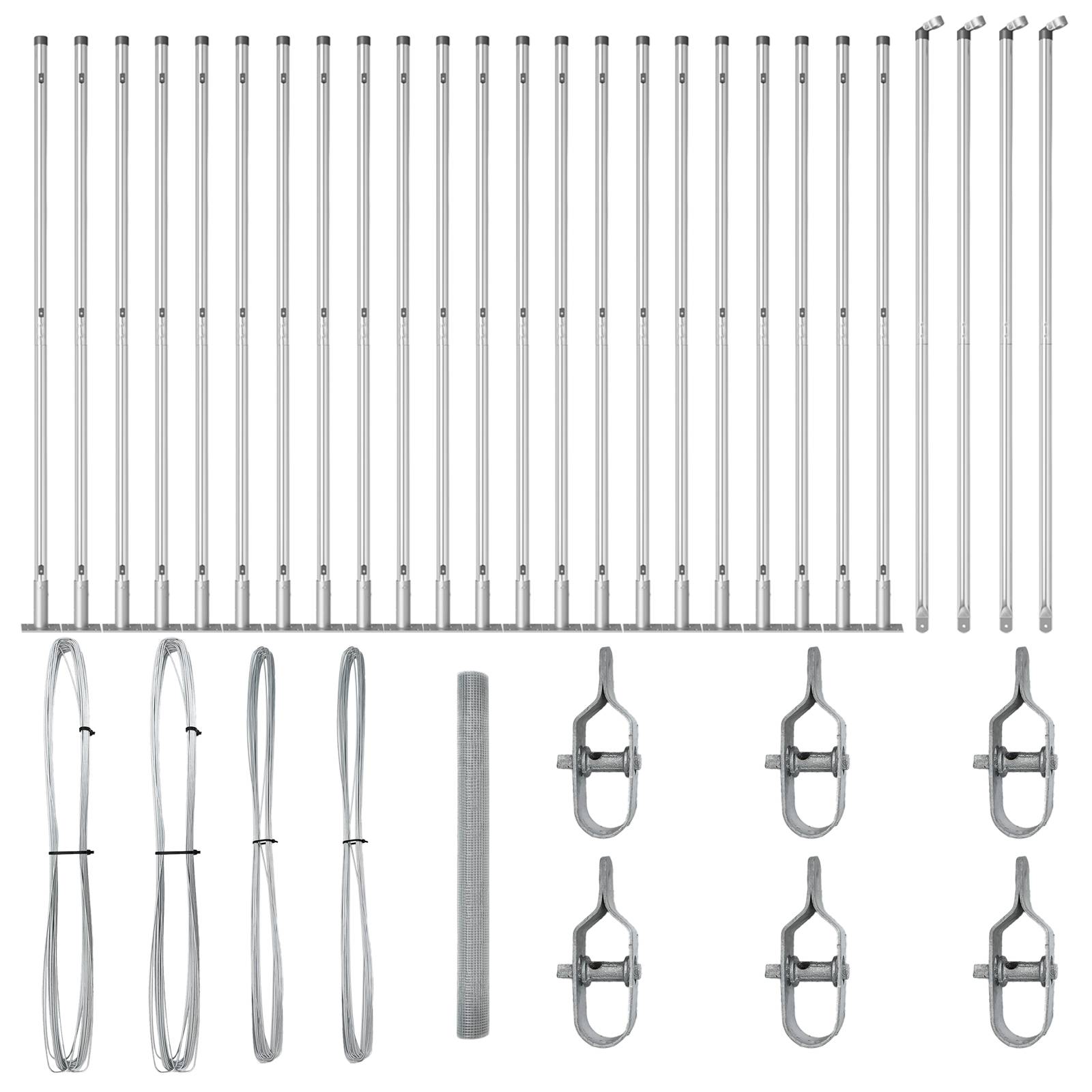vidaXL Geschweißter Drahtzaun mit 13 Flanschpfosten 1.4x50 m Galvanisierter Stahl