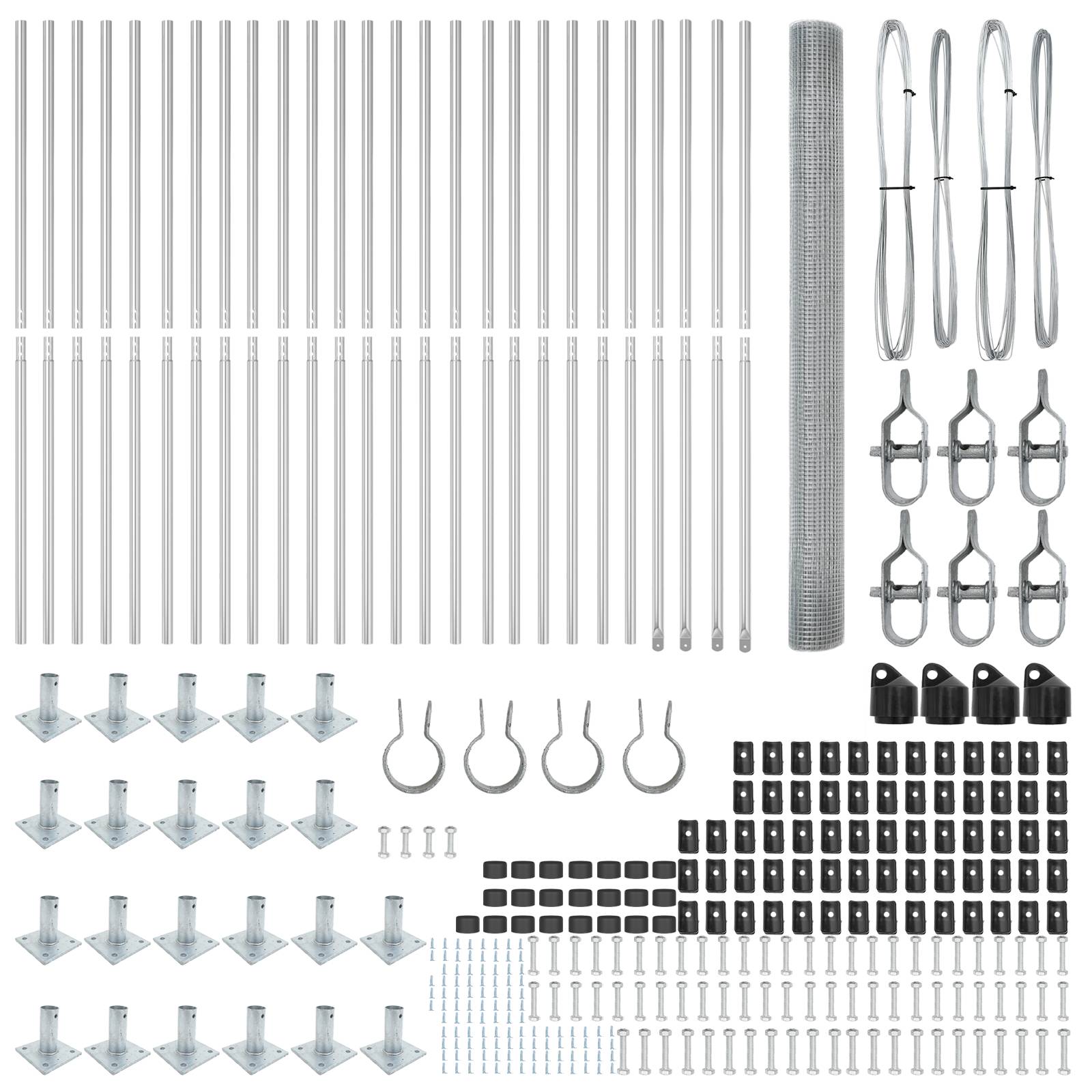 vidaXL Schweißdrahtzaun mit 13 Flanschenpfosten 1,5x50 m Verzinkter Stahl