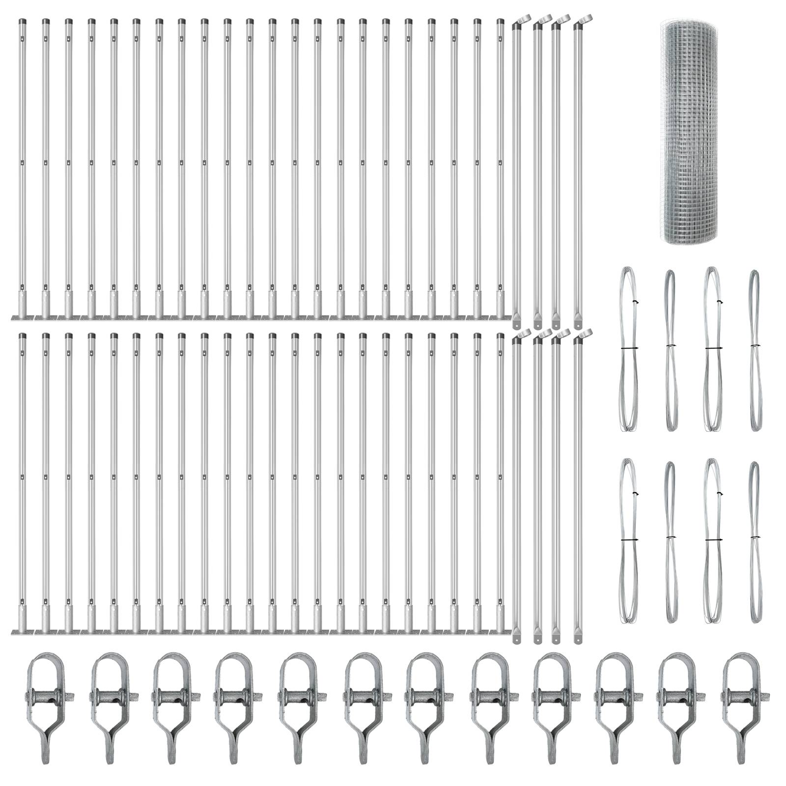 vidaXL Geschweißter Drahtzaun mit 13 Flanschpfosten 0,4x100 m aus verzinktem Stahl