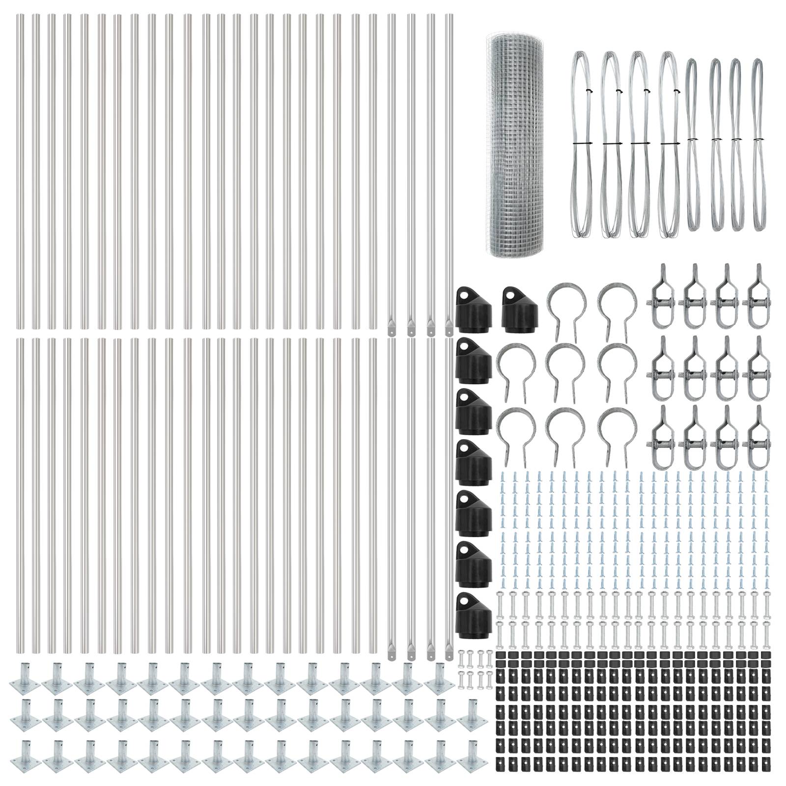 vidaXL Geschweißter Drahtzaun mit 13 Flanschpfosten 0,4x100 m aus verzinktem Stahl