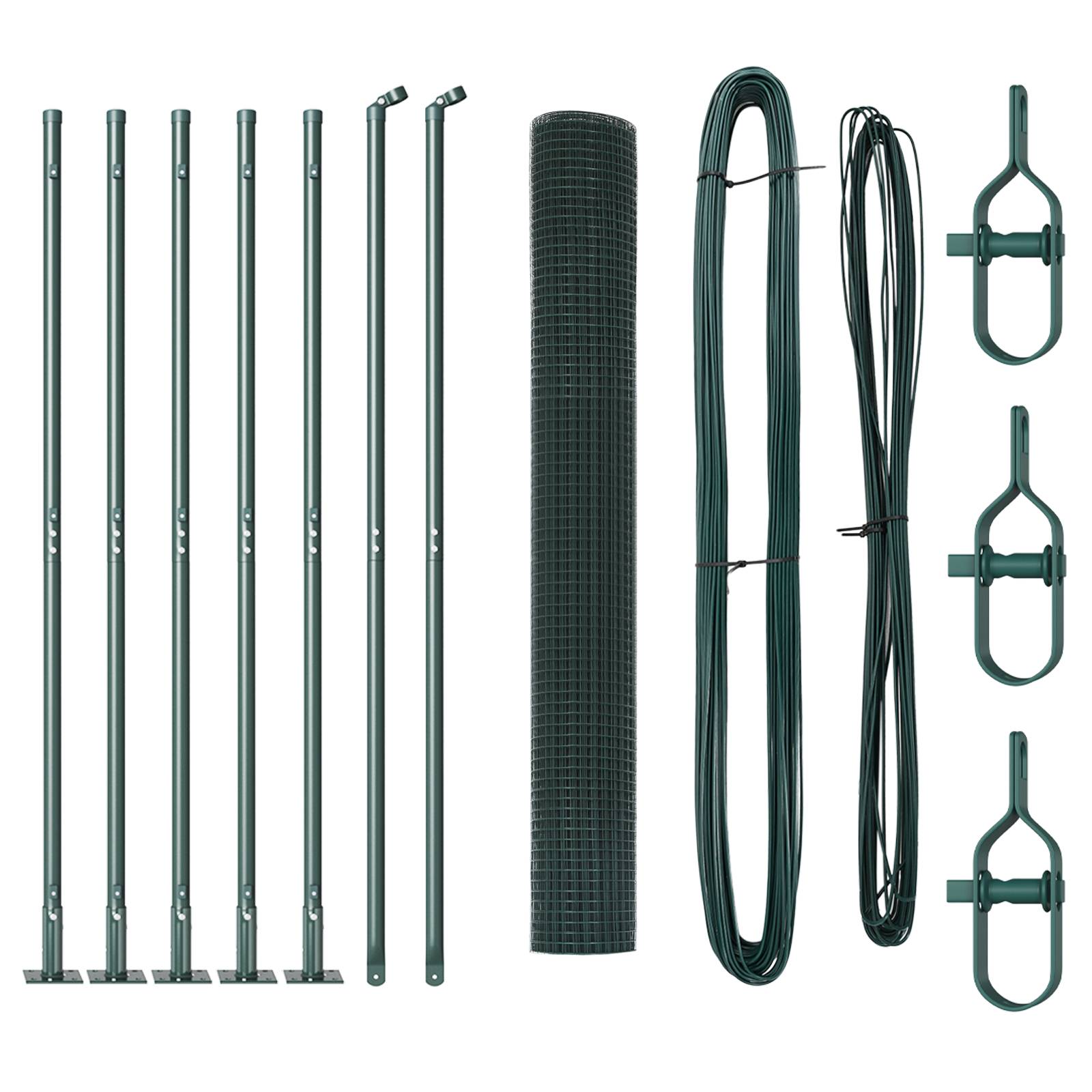 vidaXL Schweissdrahtzaun mit 7 Flanschpfosten Grün 0.8x10 m Stahl