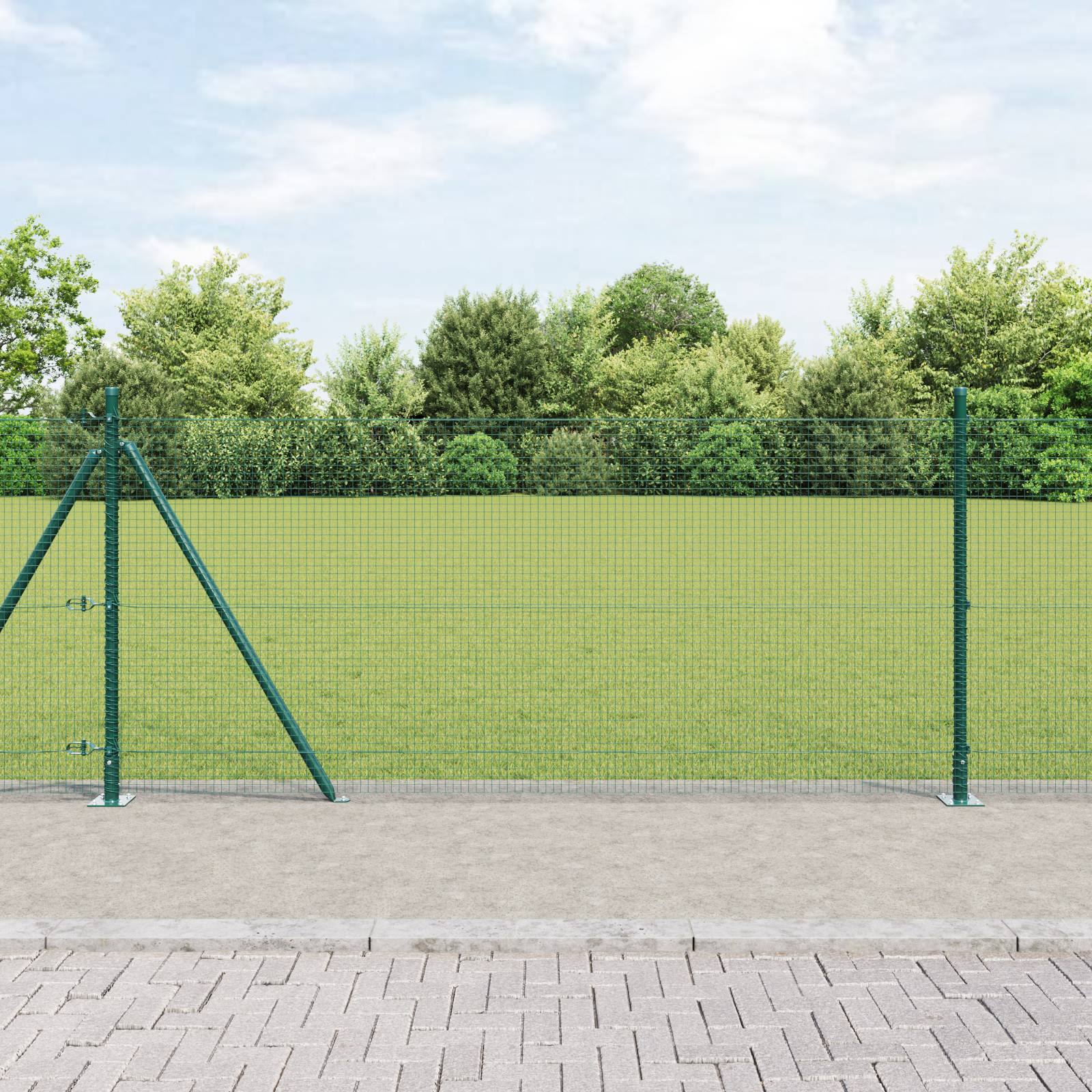 vidaXL Schweißdrahtzaun mit 13 Flanschpfosten Grün 0,8x100 m Stahl