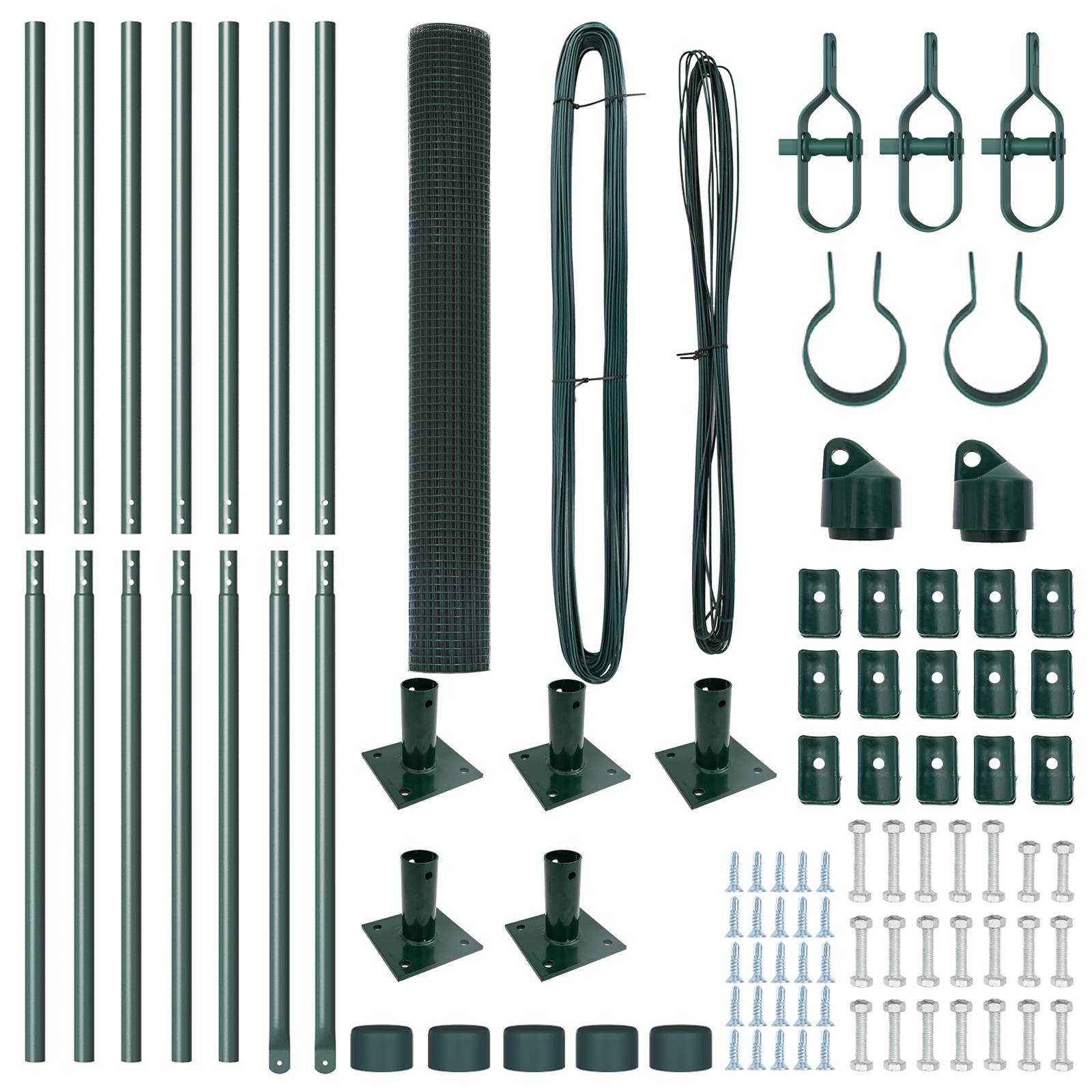 vidaXL Schweissdrahtzaun mit 7 Flanschpfosten Grün 0.8x10 m Stahl