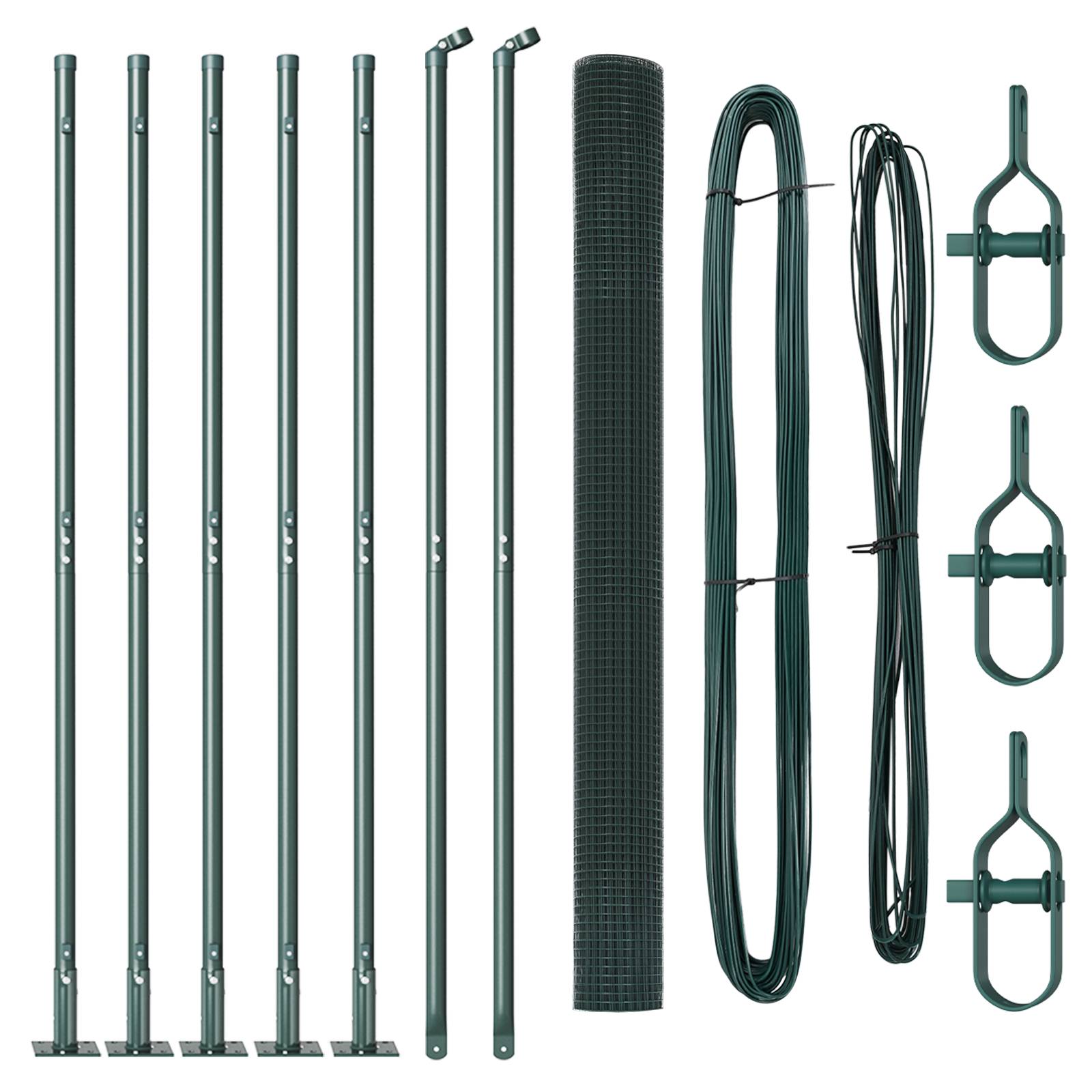 vidaXL Geschweißter Drahtzaun mit 7 Flanschpfosten Grün 1,4x10 m Stahl