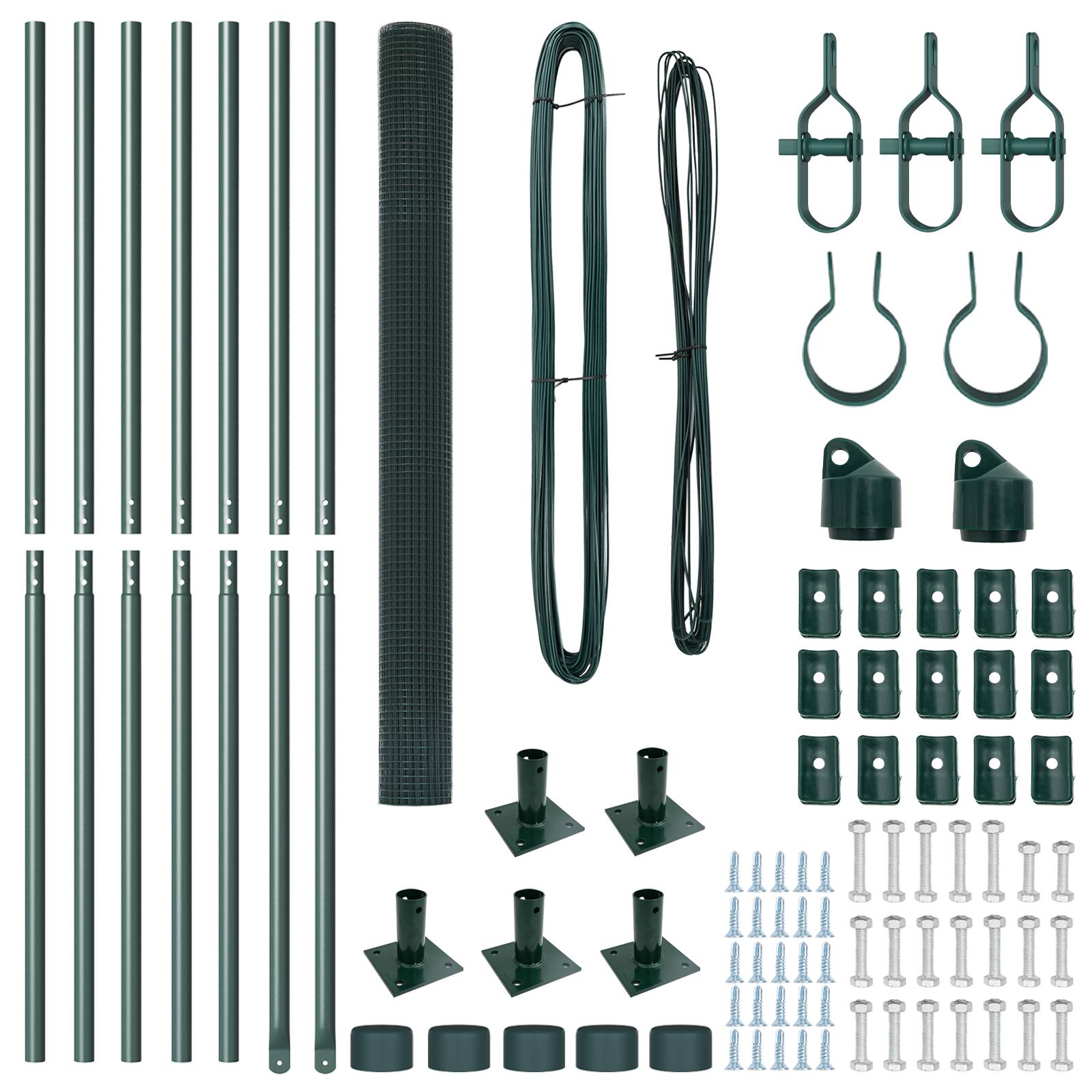 vidaXL geschweißter Drahtzaun mit 7 Flanschpfosten grün 1,6x10 m Stahl