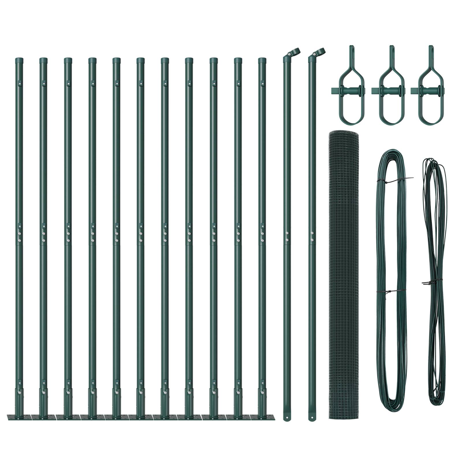 vidaXL Stahl-Zaunpfosten-Set Set aus 2 Grün Pulverbeschichteter Stahl