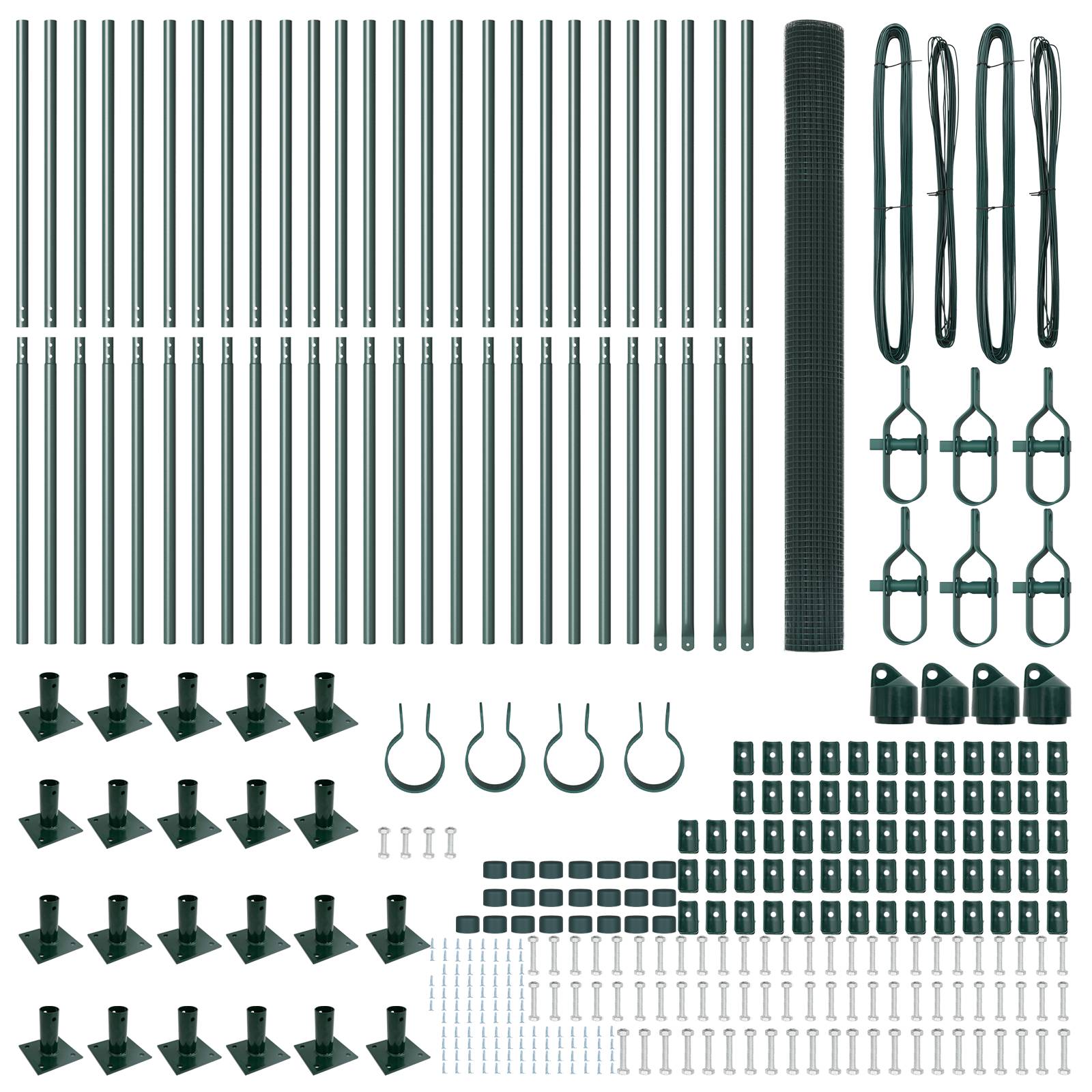 vidaXL Geschweißter Drahtzaun mit 13 flanschenden Pfosten Grün 1,4x50 m Stahl