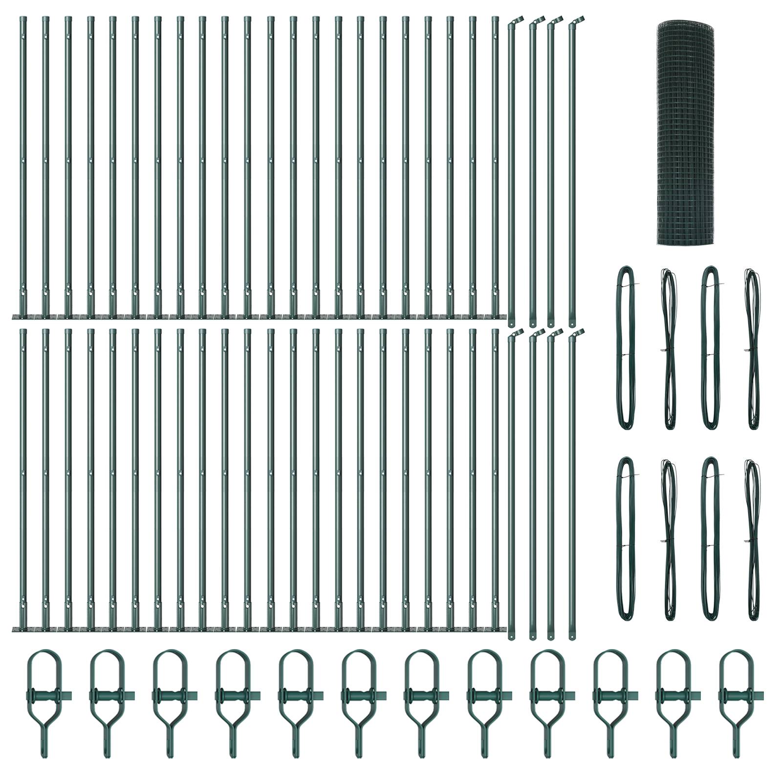 vidaXL Geschweißter Drahtzaun mit 13 Flanschpfosten Grün 0,4x100 m Stahl
