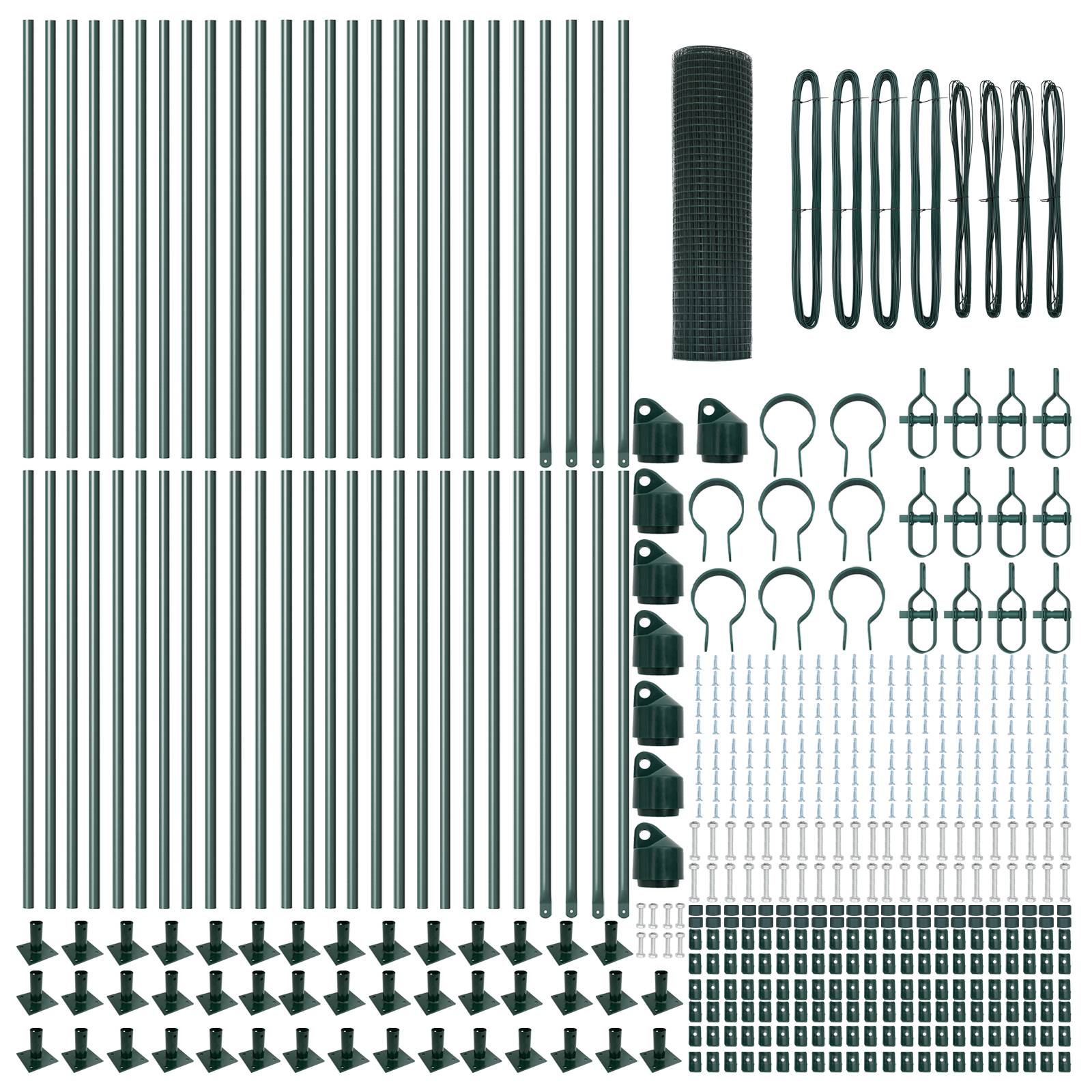 vidaXL Geschweißter Drahtzaun mit 13 Flanschpfosten Grün 0,4x100 m Stahl