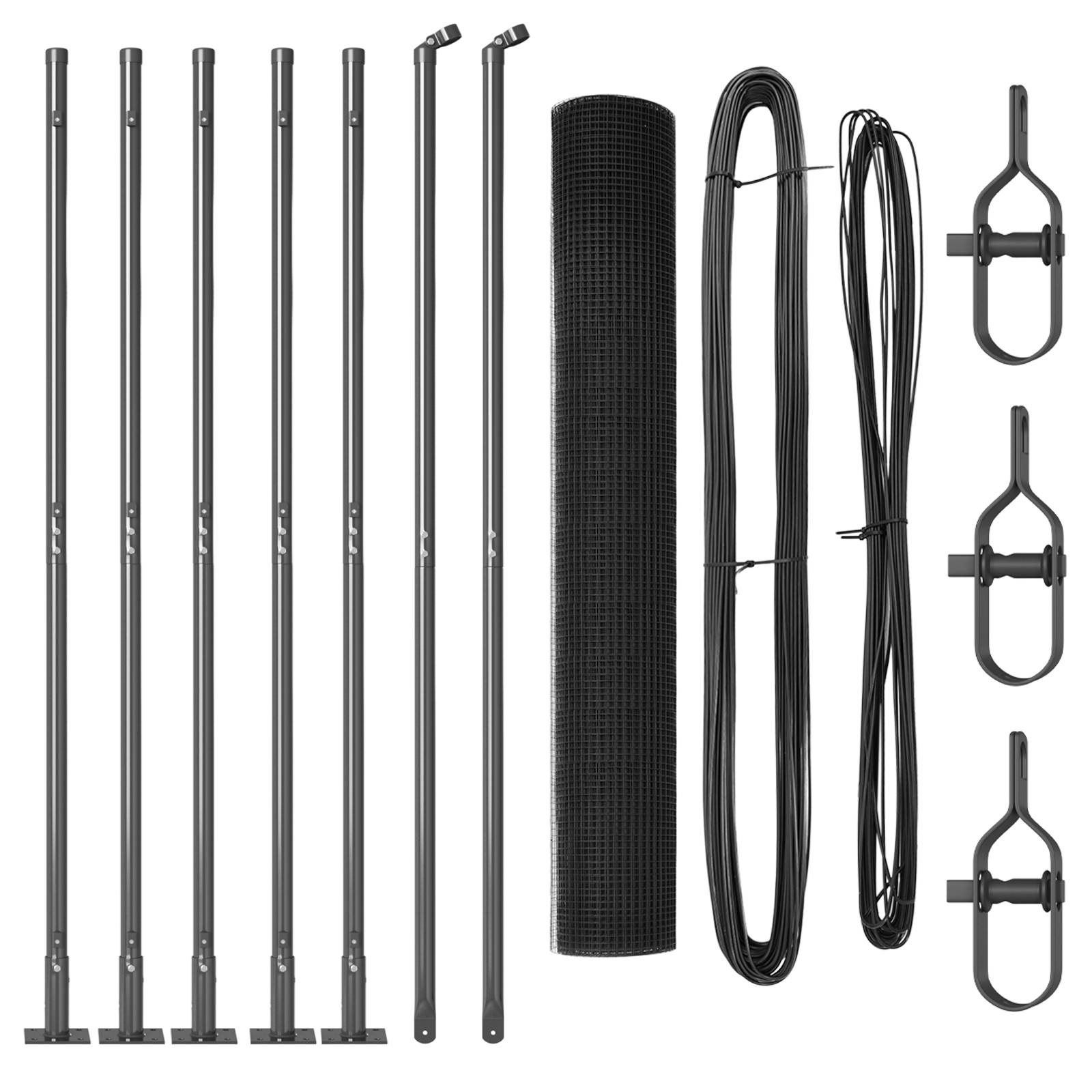 vidaXL Geschweißter Drahtzaun mit 7 Flanschpfosten Grau 1,2x10 m Stahl