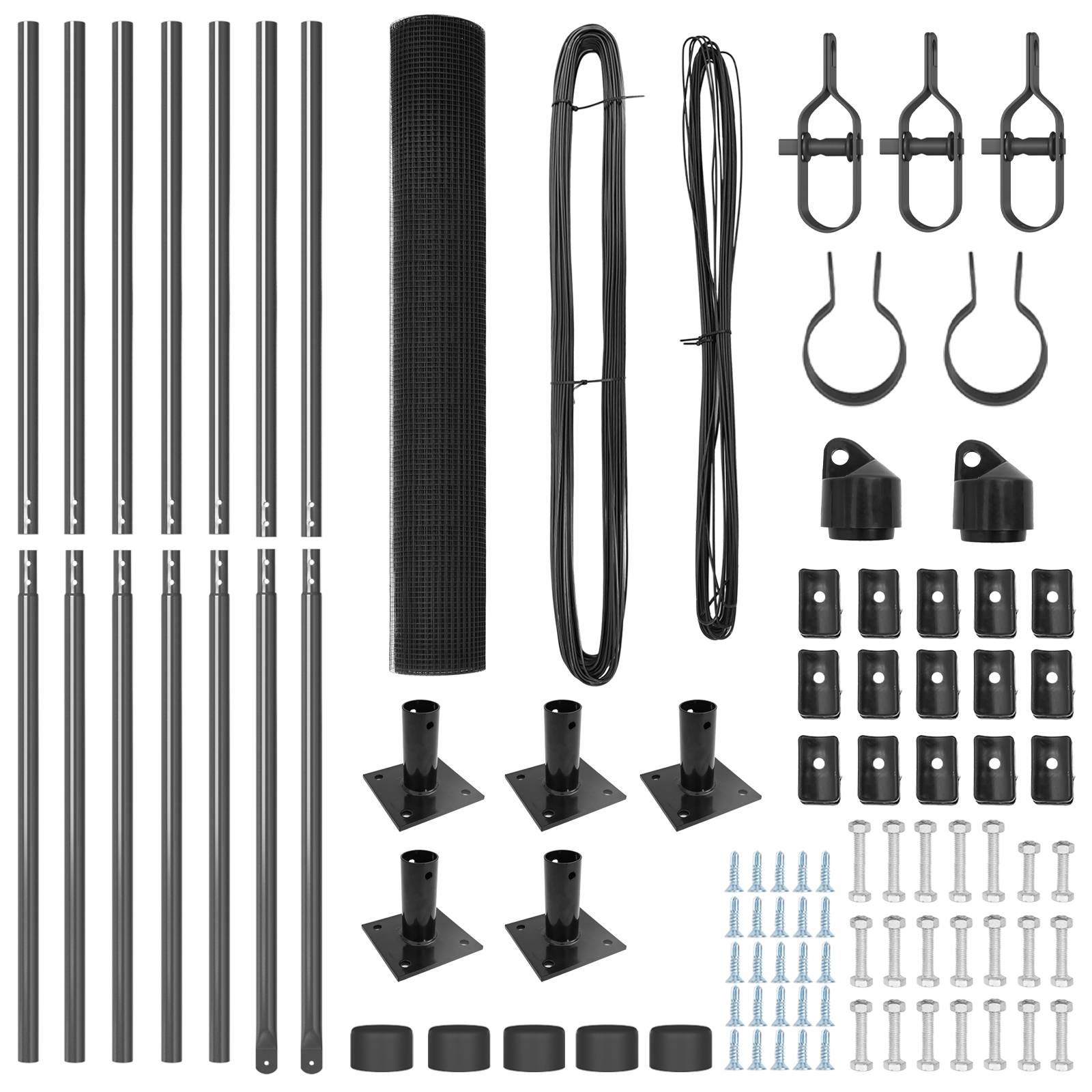 vidaXL Geschweißter Drahtzaun mit 7 Flanschpfosten Grau 1,2x10 m Stahl