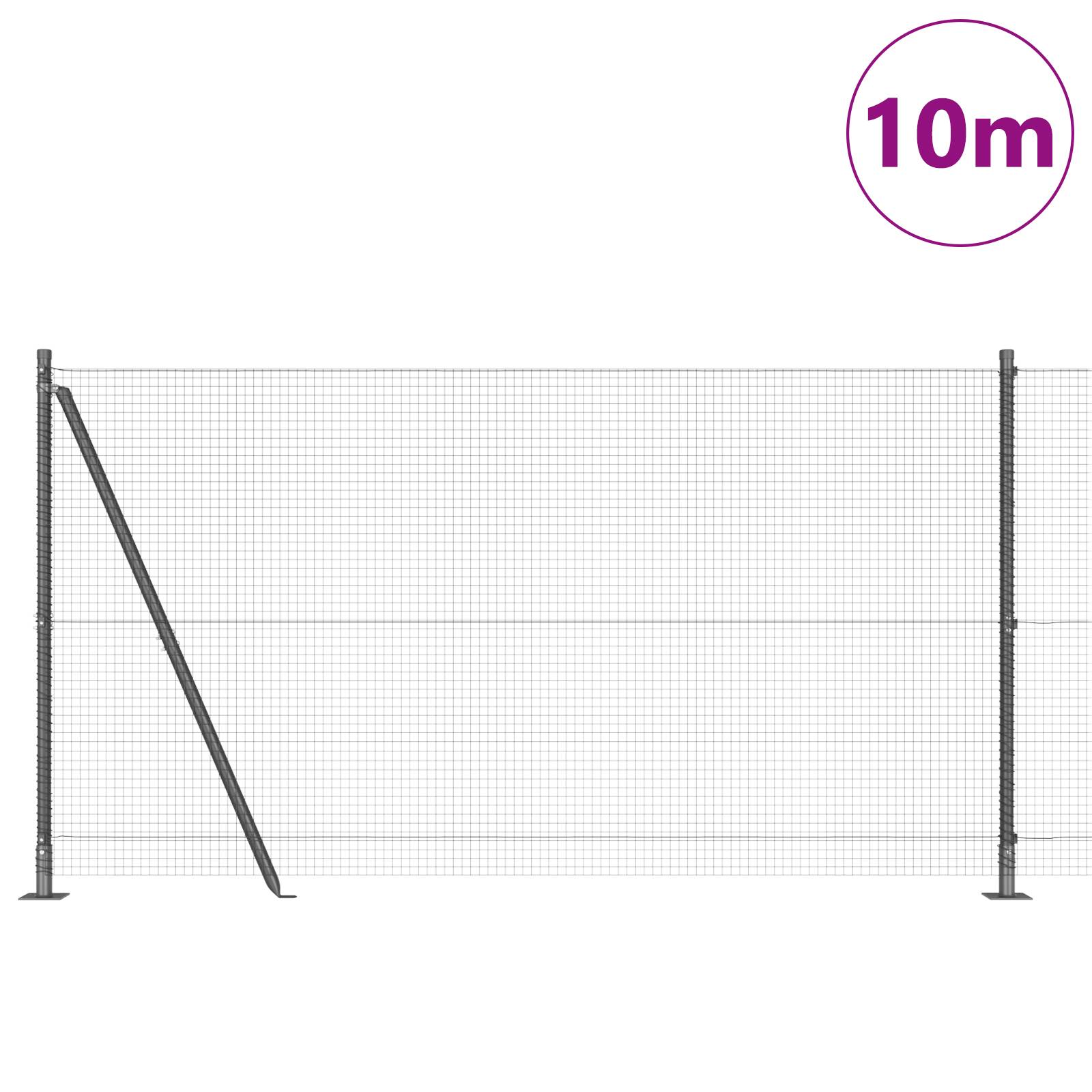 vidaXL Schweissdrahtzaun mit 7 Flanschpfosten Grau 1,2x10 m Stahl