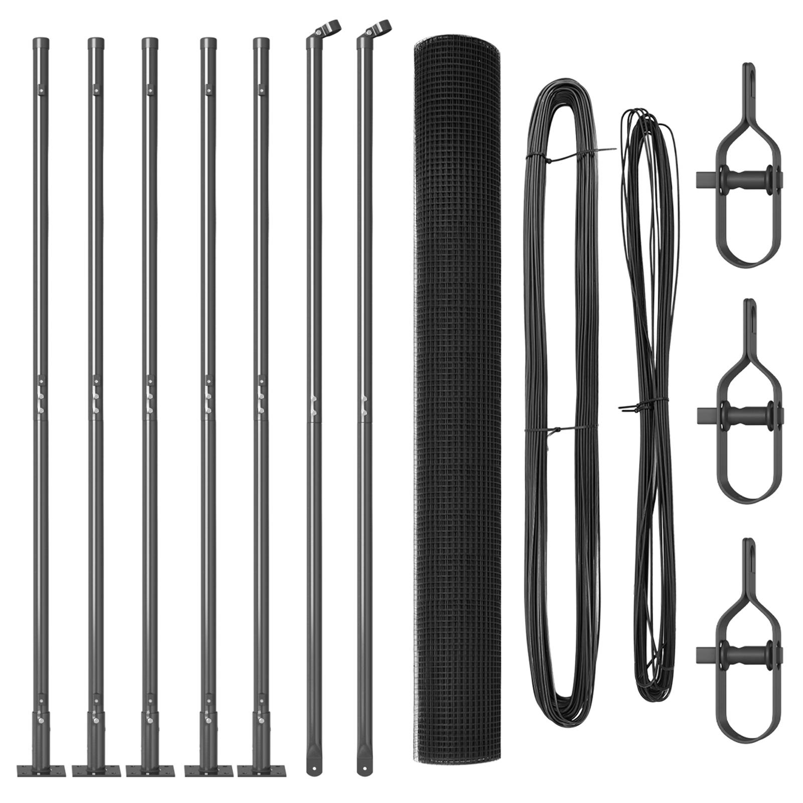 vidaXL Schweißdrahtzaun mit 7 Flanschpfosten Grau 1.4x10 m Stahl