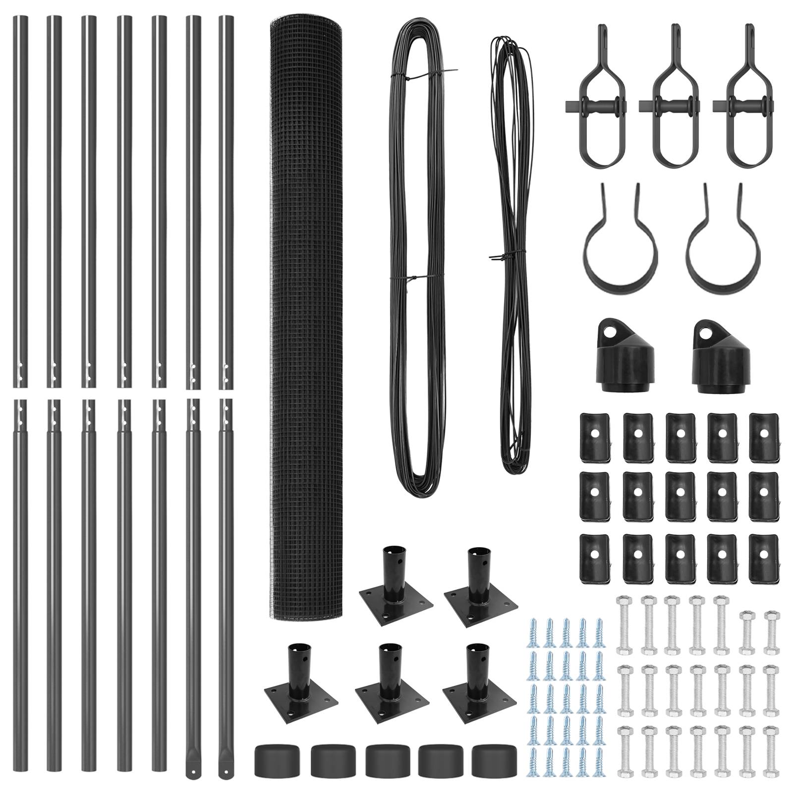 vidaXL Schweißdrahtzaun mit 7 Flanschpfosten Grau 1.4x10 m Stahl
