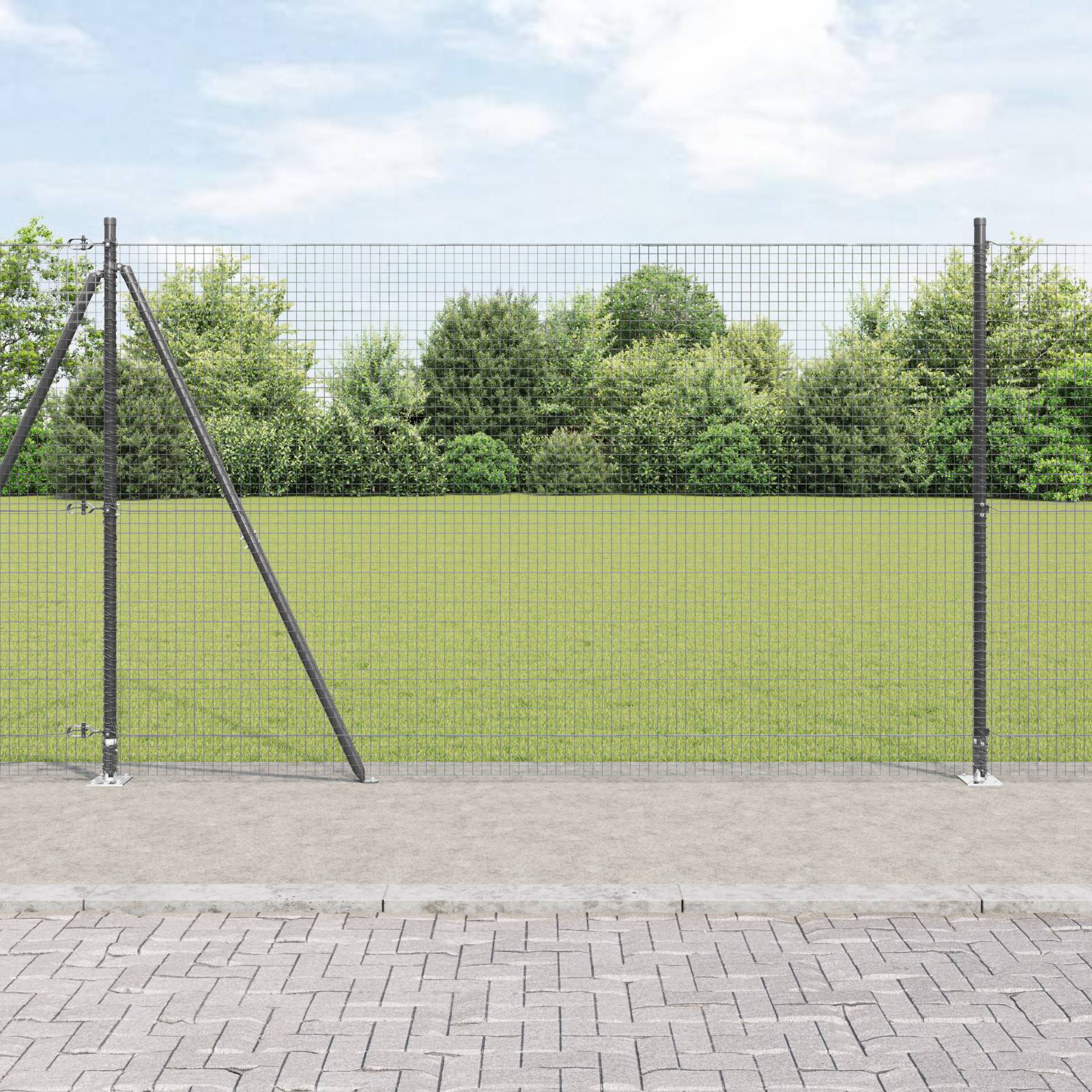 vidaXL Zaunpfosten-Set Set aus 2 Grau Galvanisierter Stahl 10 x 1,5 m