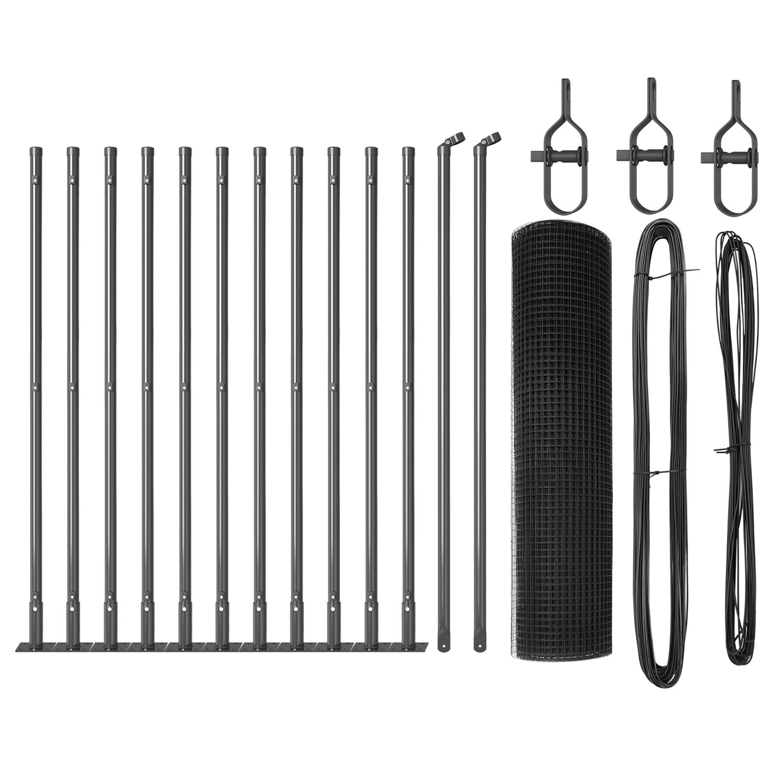 vidaXL Schweißdrahtzaun mit 13 Flanschpfosten Grau 0,4x25 m Stahl