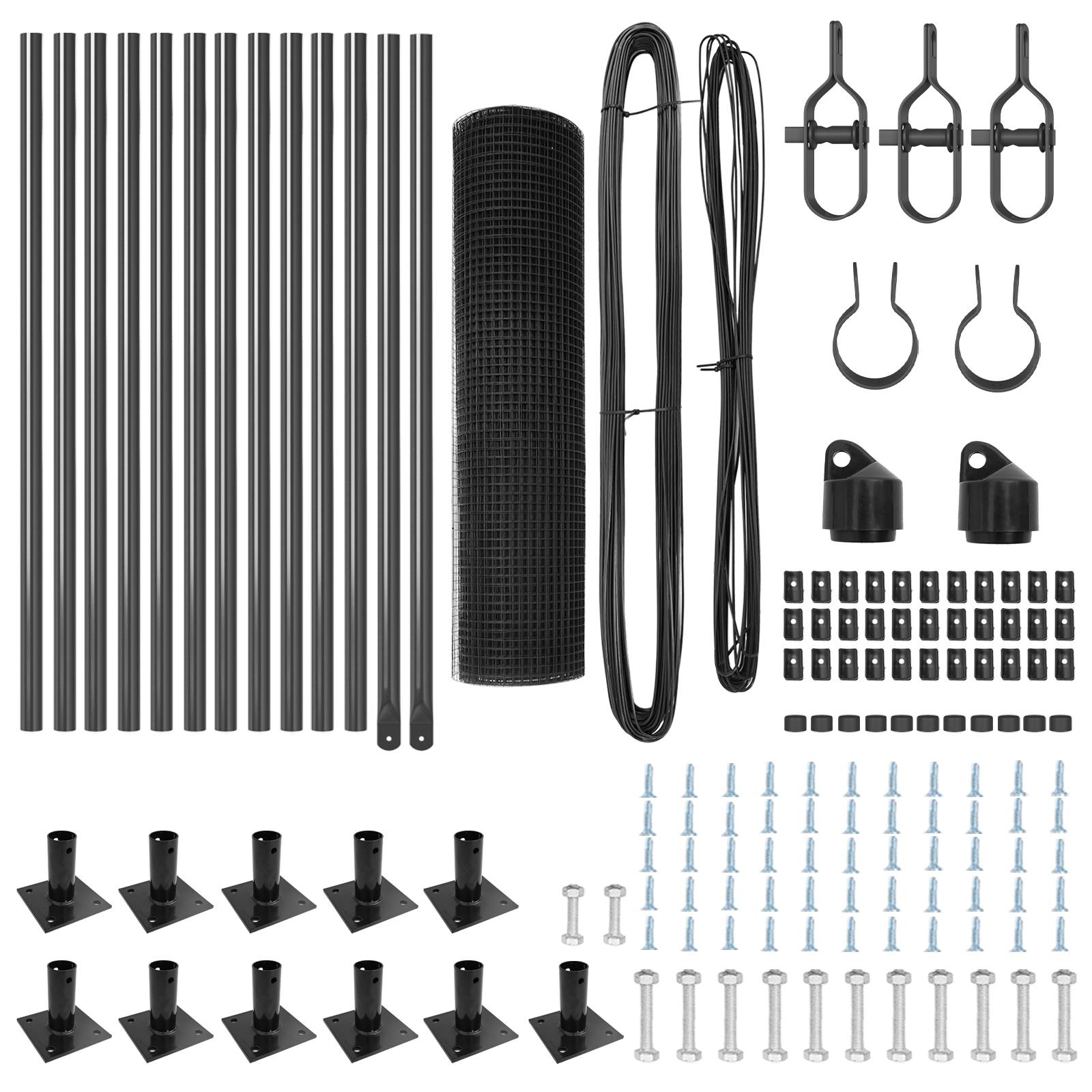 vidaXL Schweißdrahtzaun mit 13 Flanschpfosten Grau 0.6x25 m Stahl