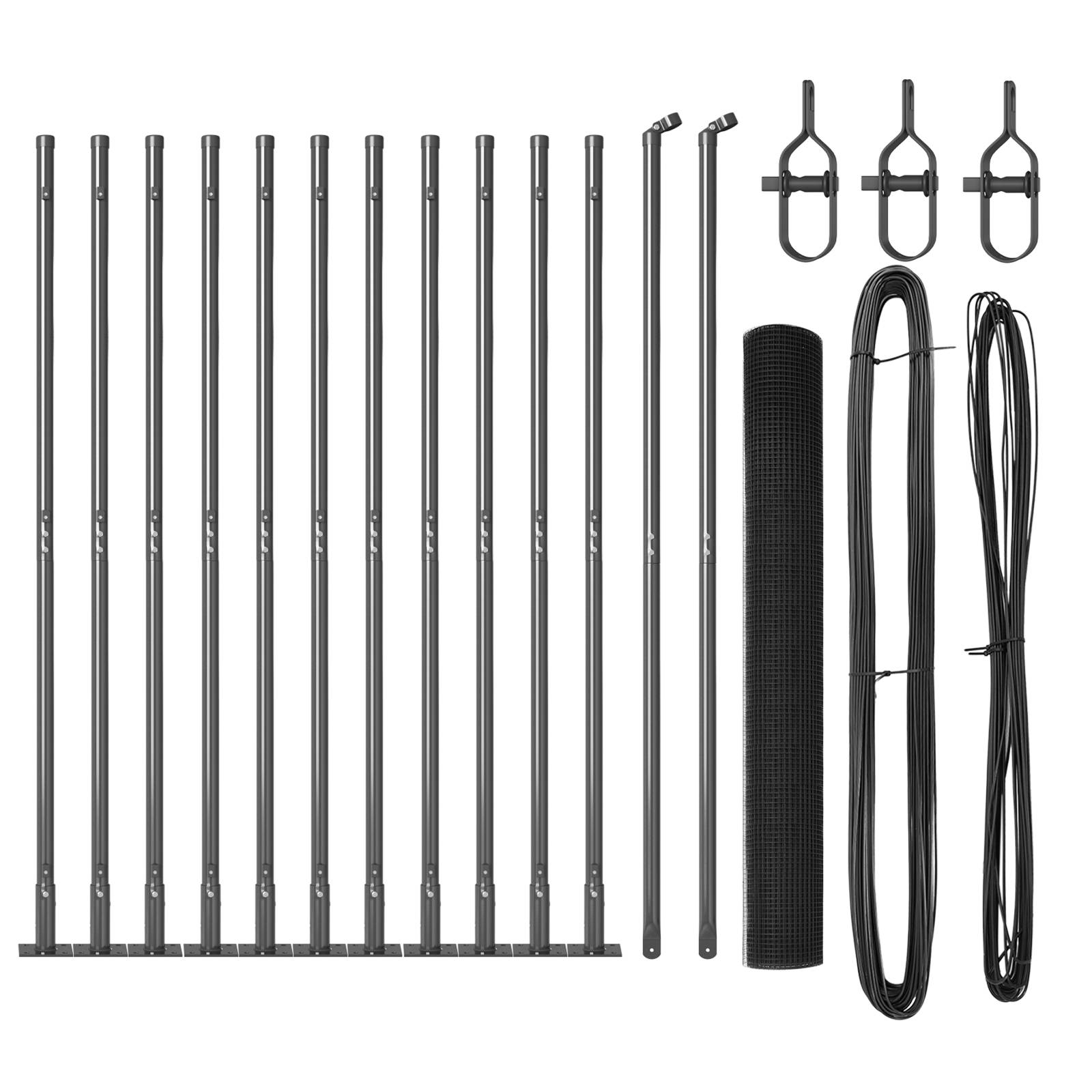 vidaXL Geschweißter Drahtzaun mit 13 Flanschpfosten Grau 1,2x25 m Stahl