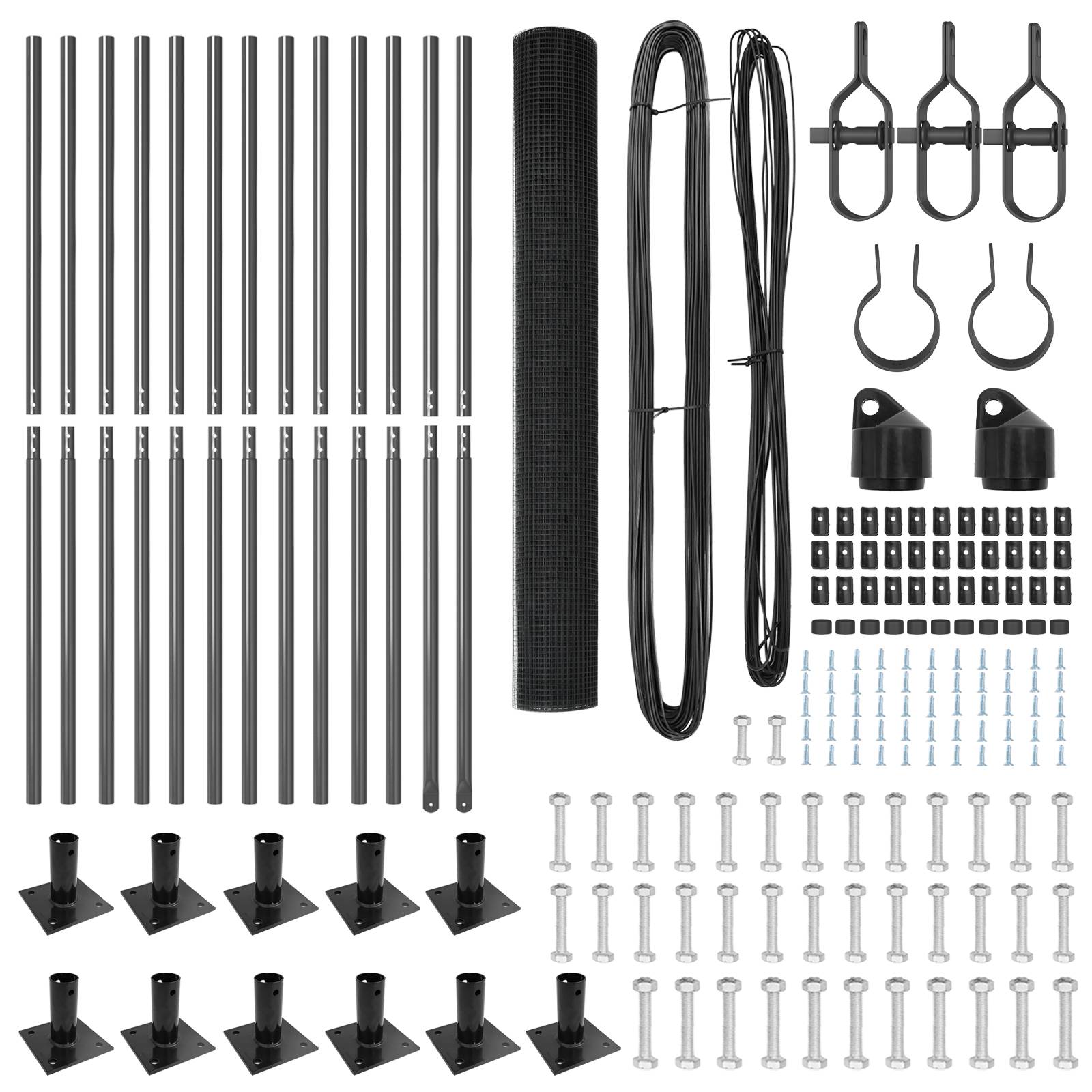 vidaXL Geschweißter Drahtzaun mit 13 Flanschpfosten Grau 1,2x25 m Stahl