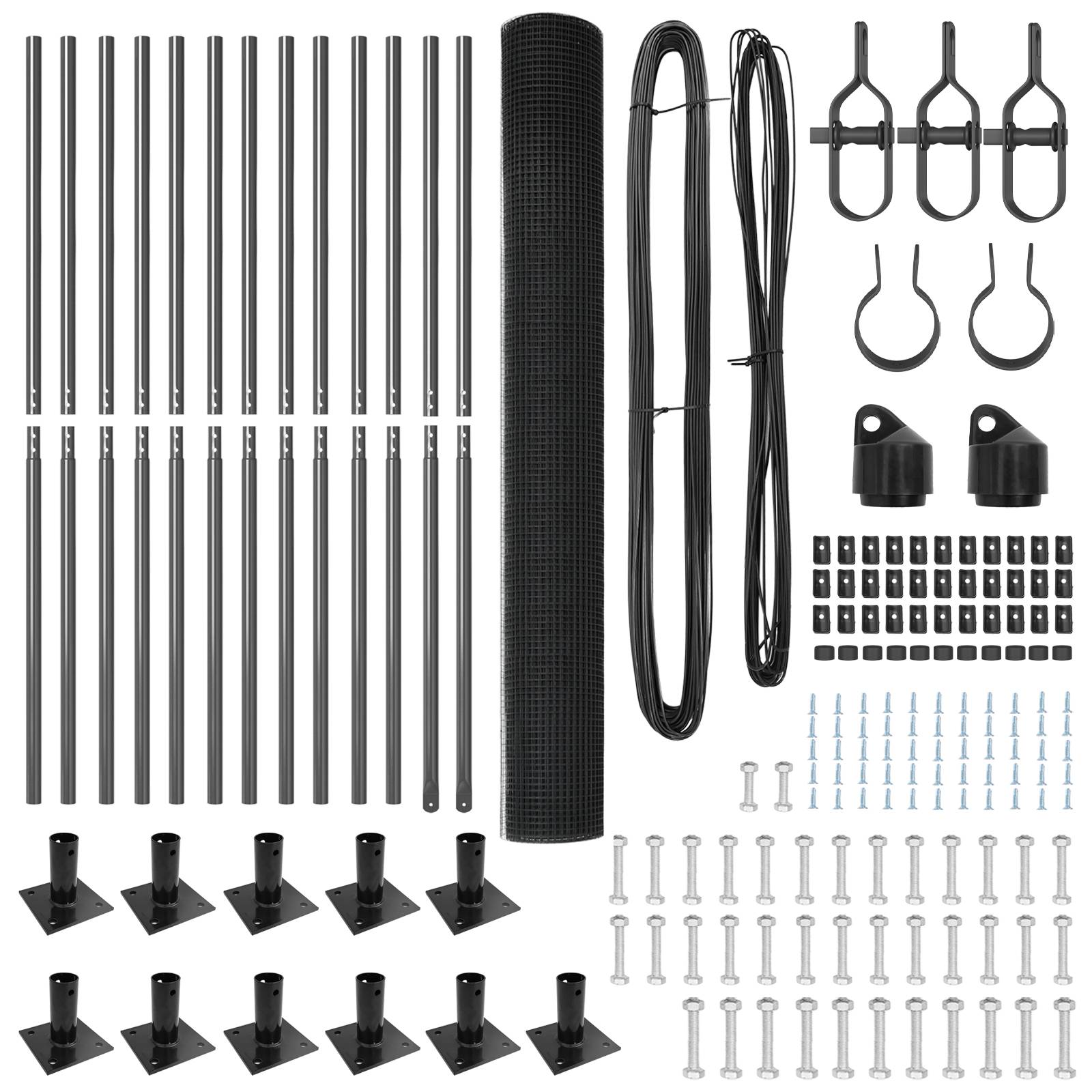 vidaXL geschweißter Drahtzaun mit 13 Flanschpfosten Grau 1,4x25 m Stahl