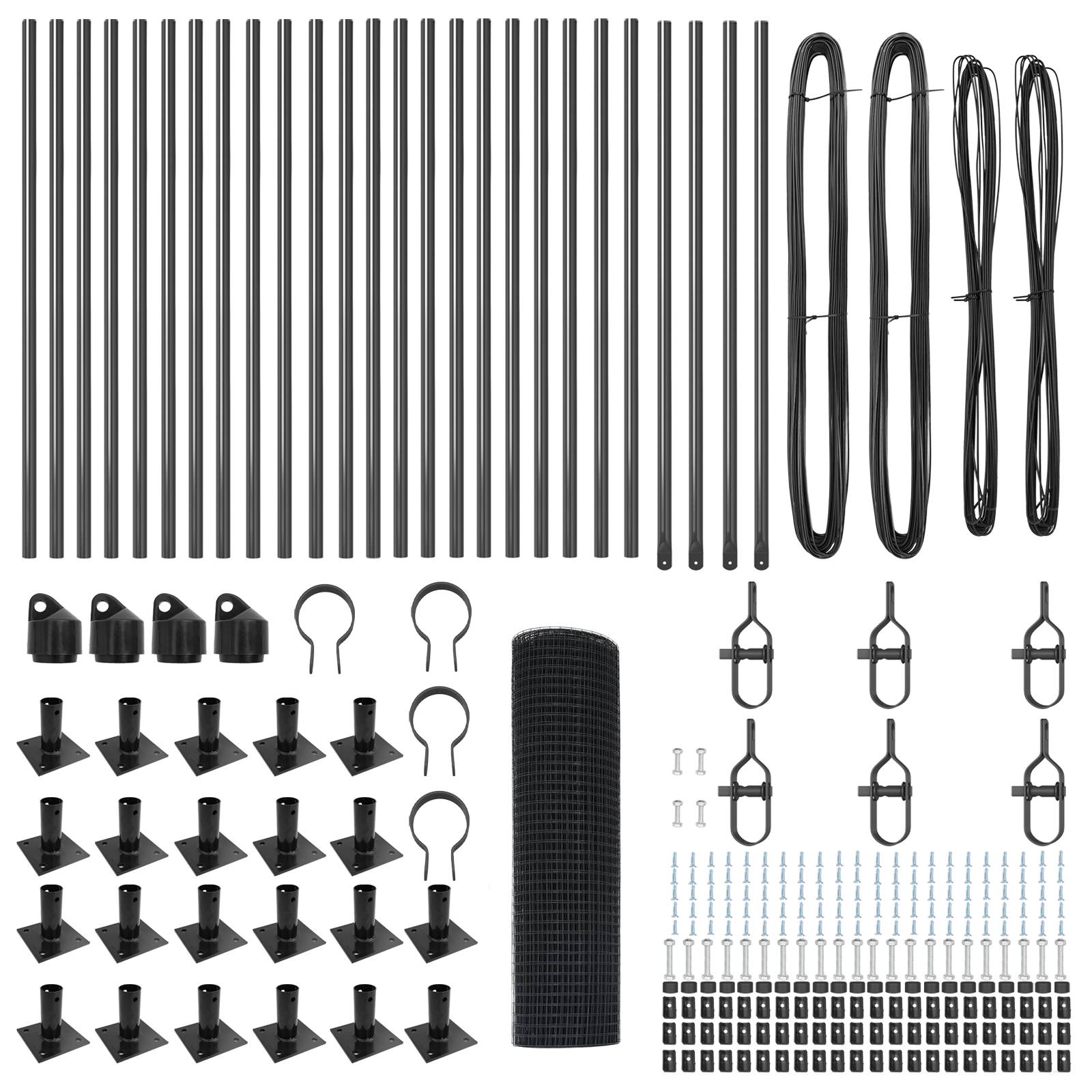vidaXL Geschweißter Drahtzaun mit 13 Flanschpfosten Grau 0.5x50 m Stahl