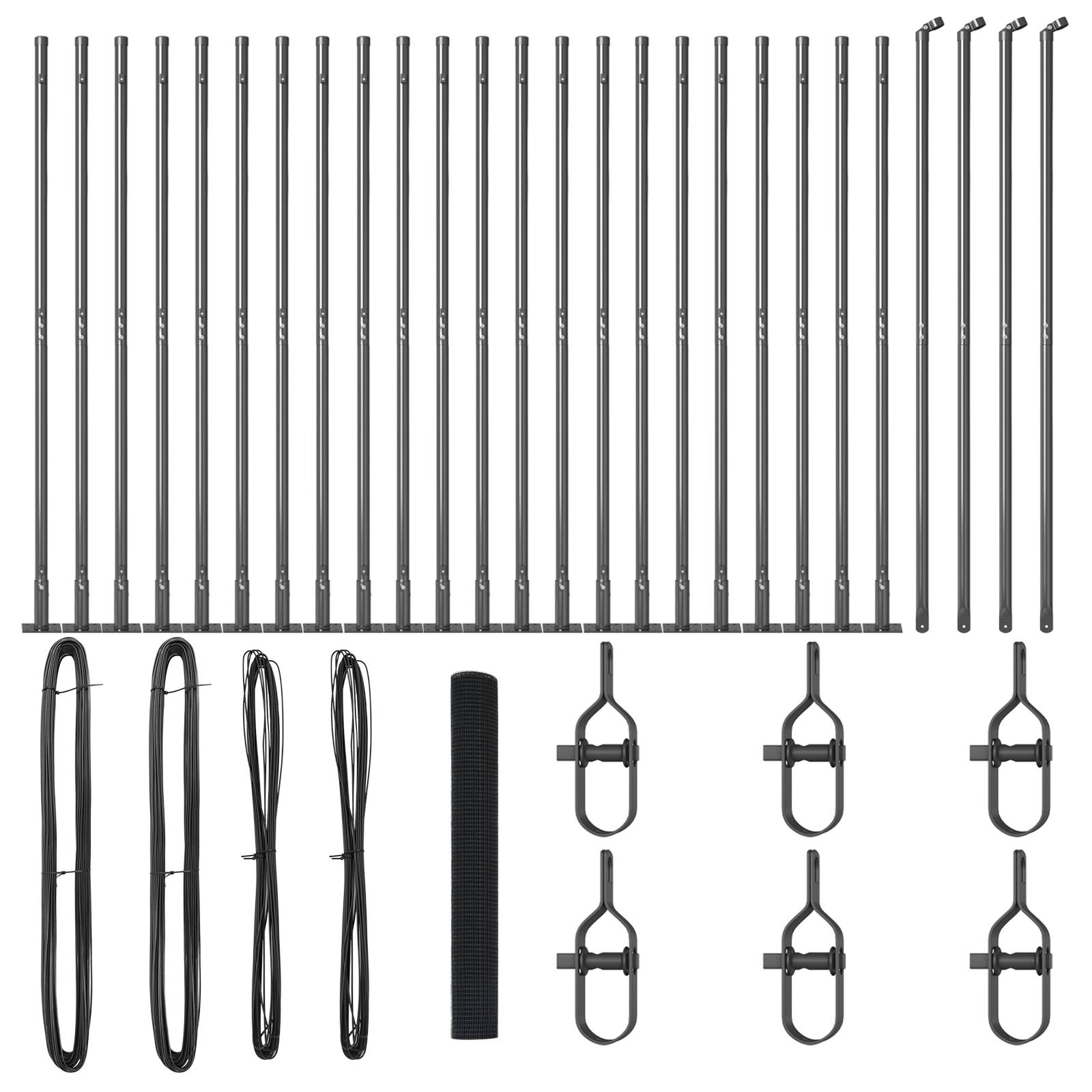 vidaXL Drahtzaun mit 13 Flanschpfosten Grau 1,2x50 m Stahl