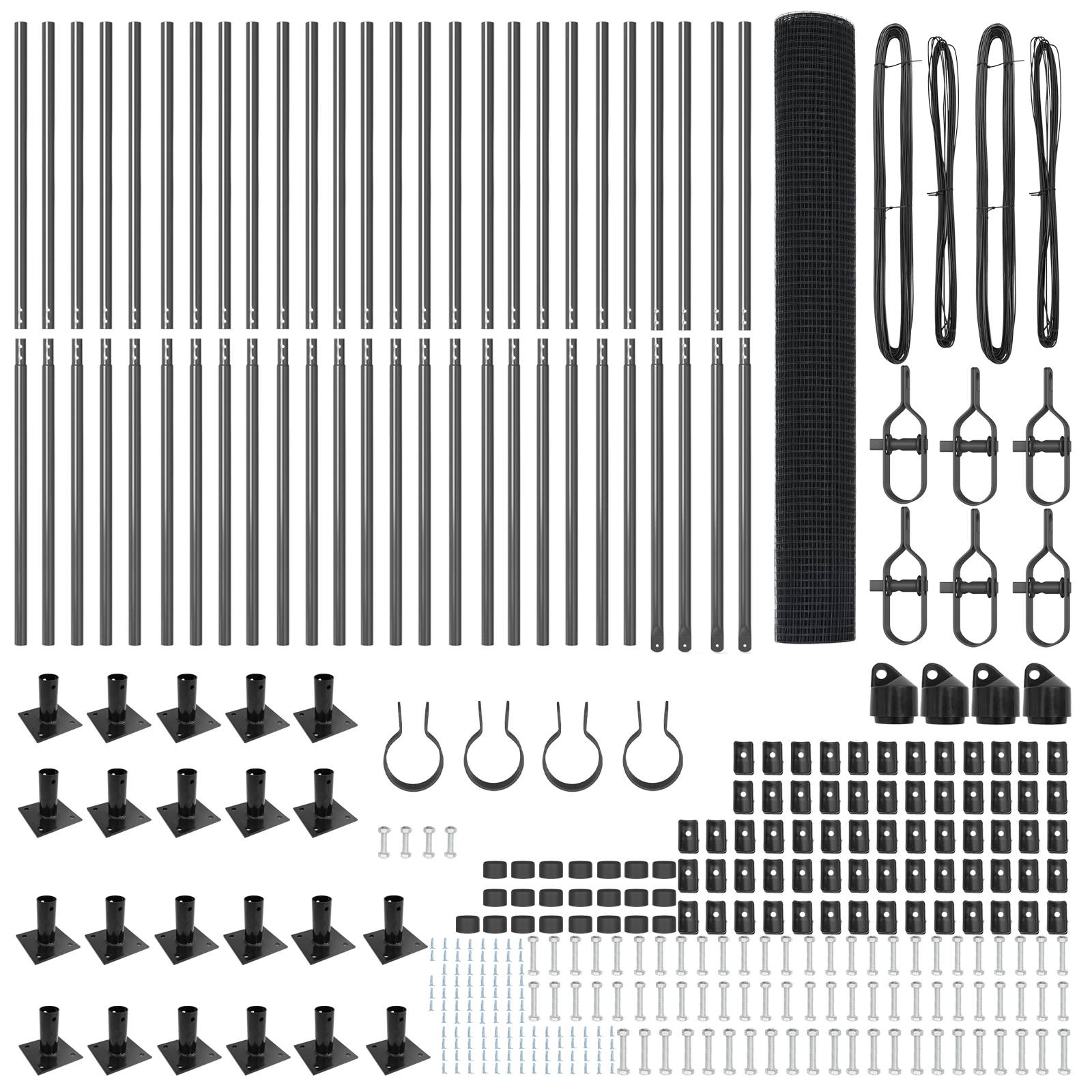 vidaXL Drahtzaun mit 13 Flanschpfosten Grau 1,2x50 m Stahl