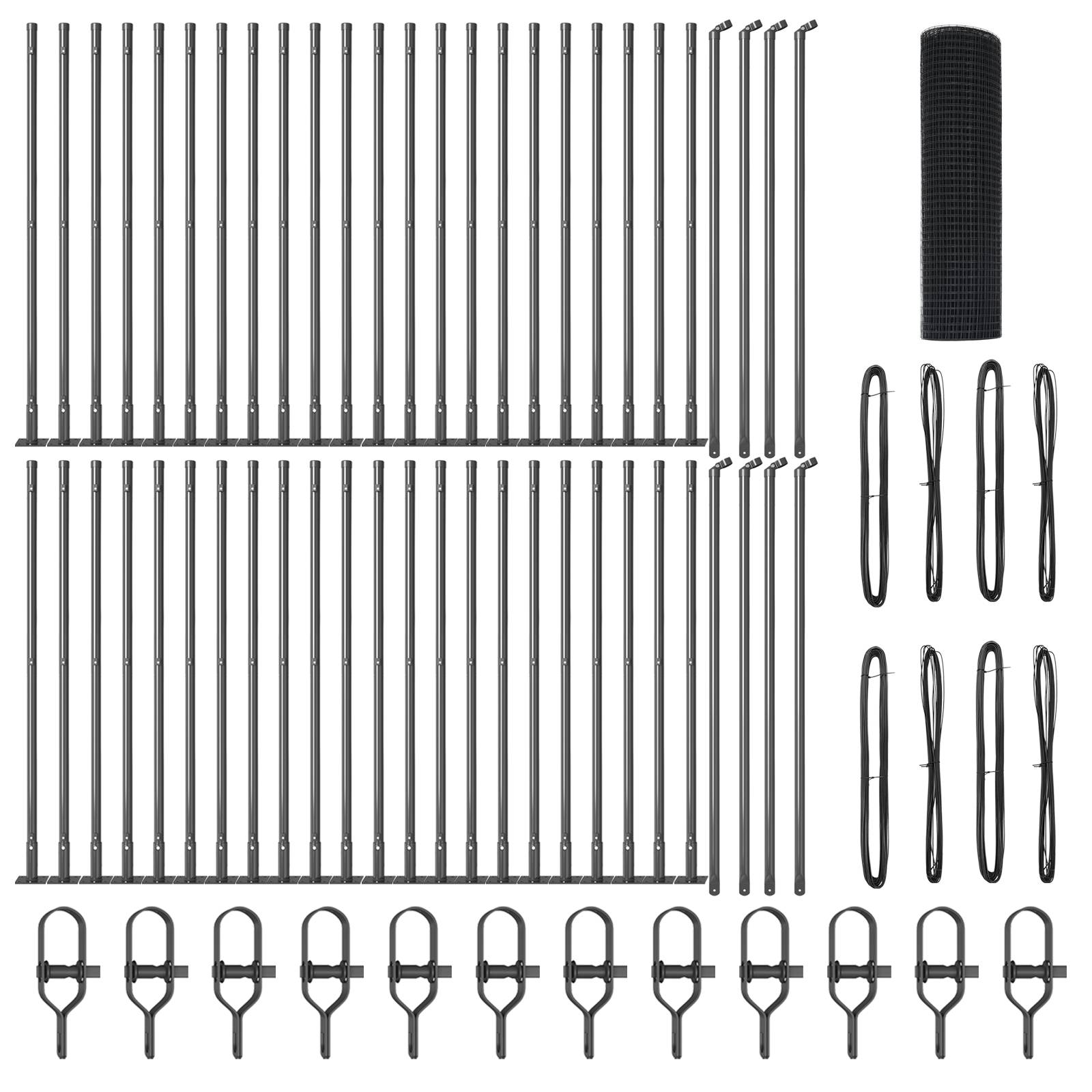 vidaXL Geschweißter Drahtzaun mit 13 Flanschpfosten Grau 0.4x100 m Stahl