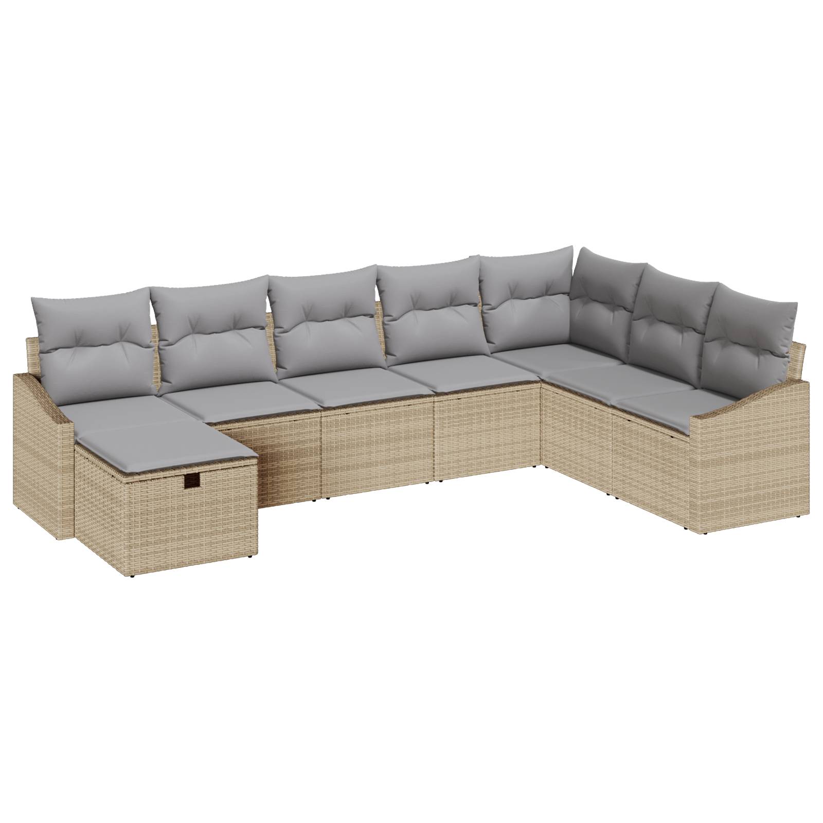 vidaXL 8-tlg. Garten-Sofagarnitur mit Kissen Beige Poly Rattan