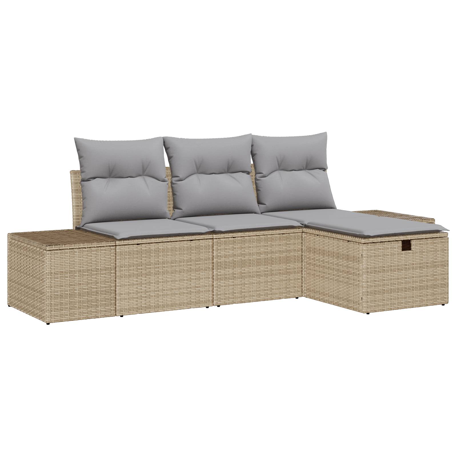 vidaXL 4-tlg. Garten-Sofagarnitur mit Kissen Beige Poly Rattan