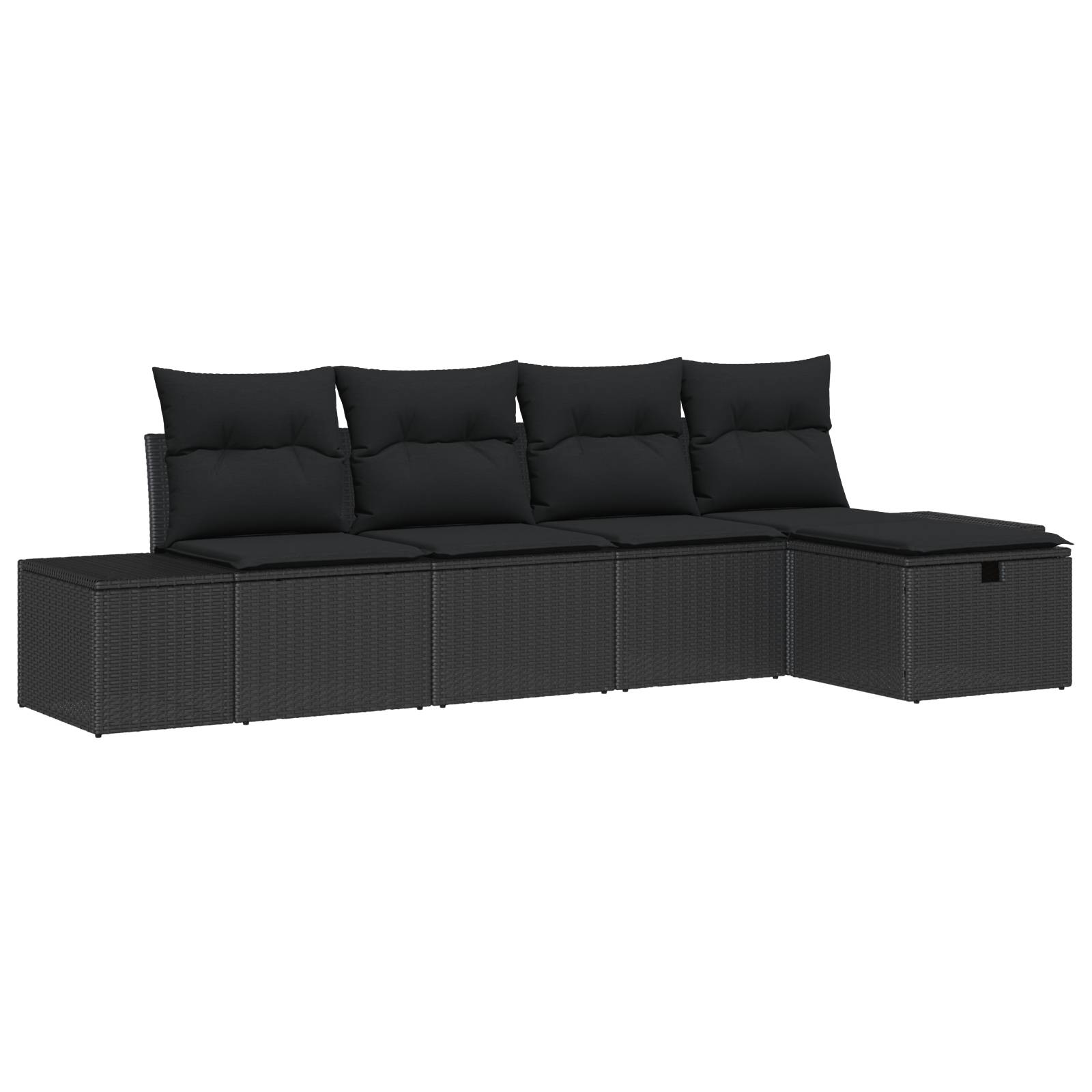 vidaXL 5-teiliges Garten Sofa Set mit Kissen Schwarz Poly Rattan