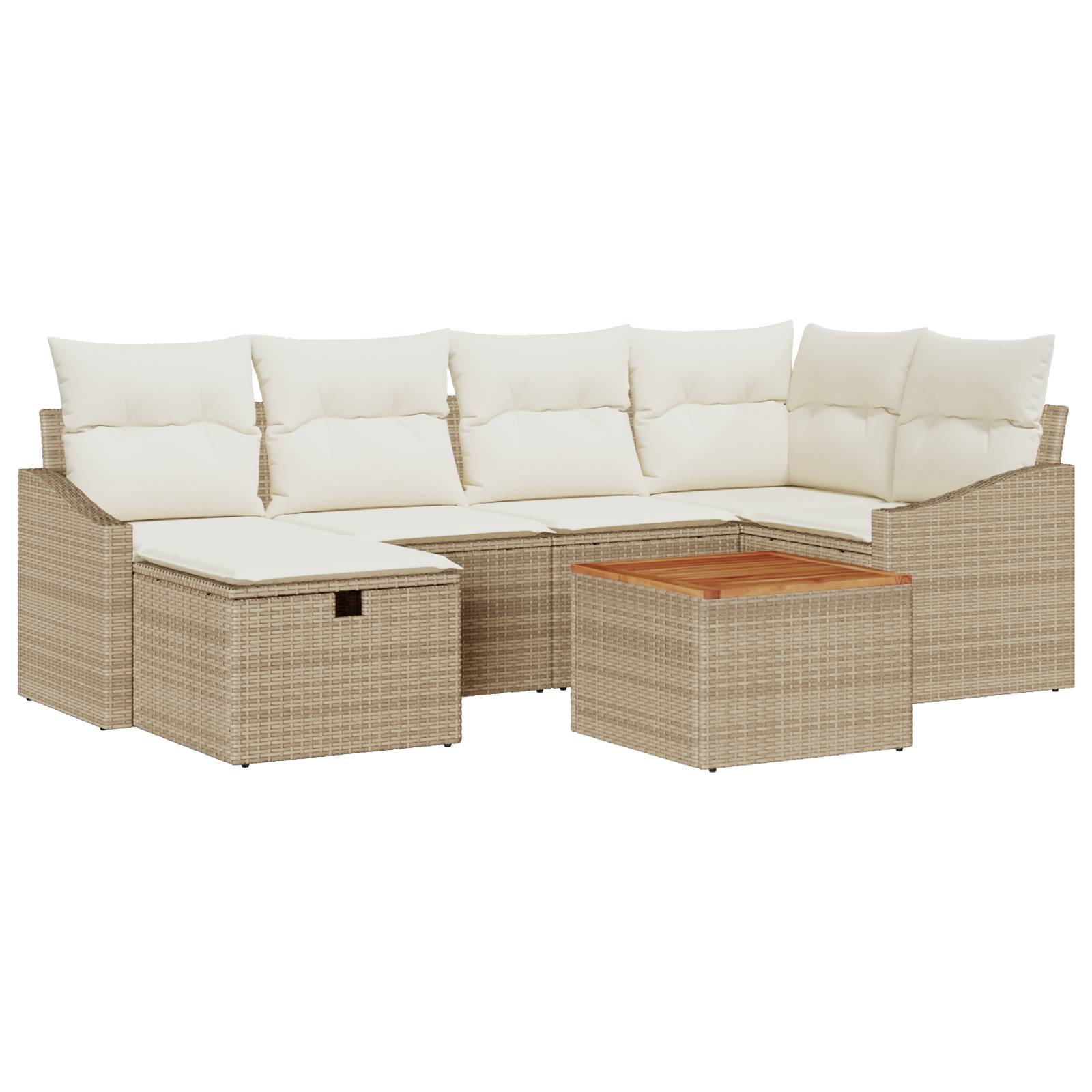 vidaXL 7-teiliges Garten Sofa Set mit Kissen Beige Poly Rattan