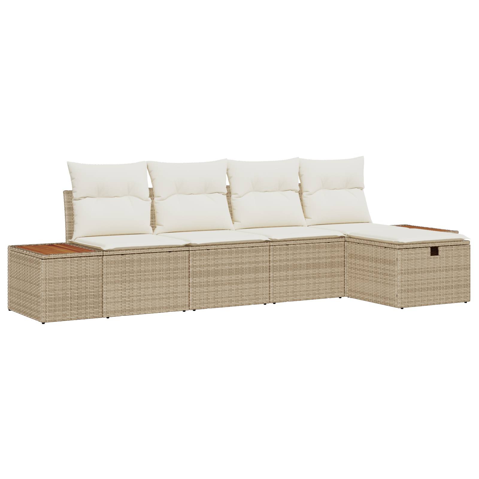 vidaXL 5-teiliges Garten-Sofa-Set mit Kissen Beige Poly Rattan